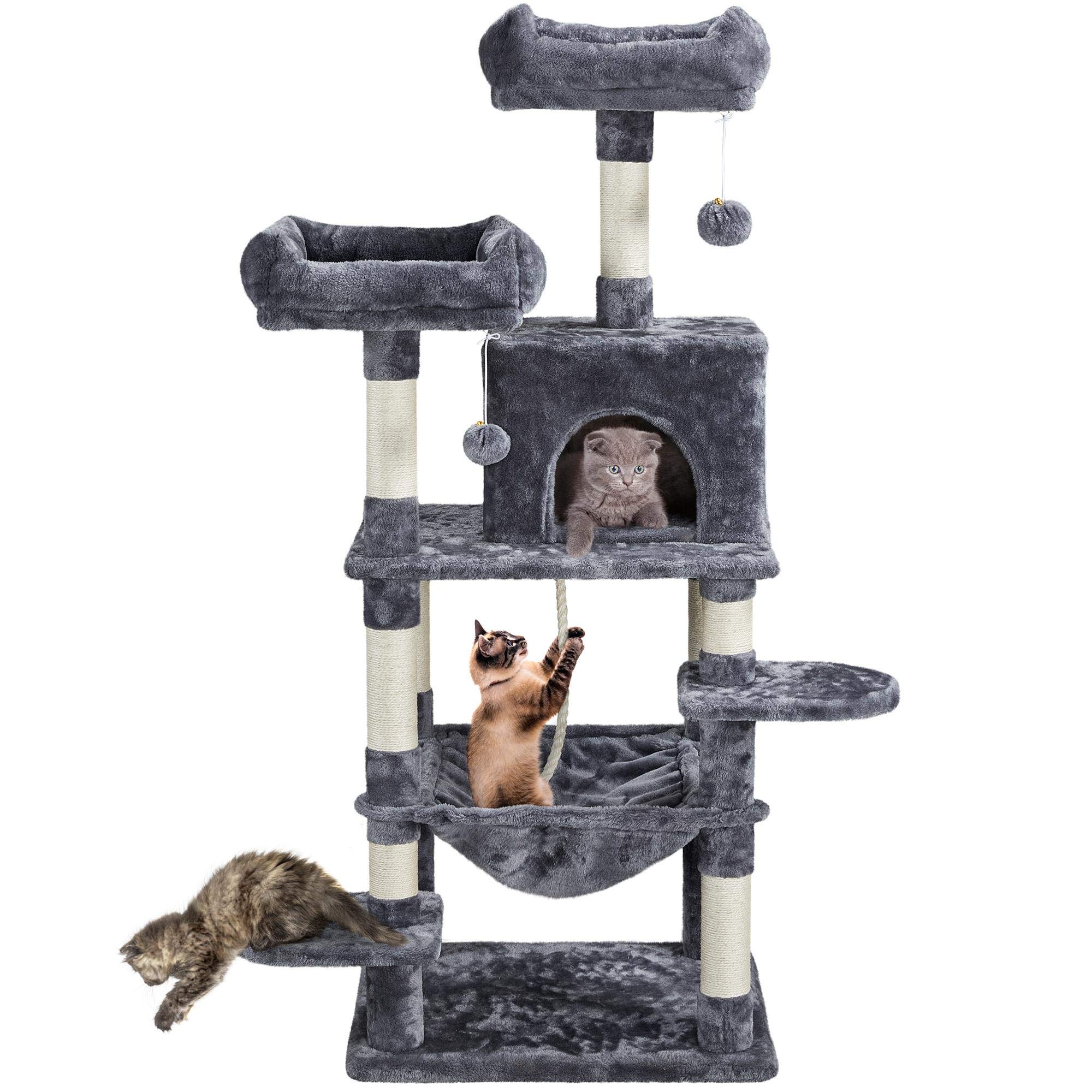 Yaheetech 59-inch Multi-Level Cat Tree with Scratching Posts, Plush Perches, Spacious Condo & Hammock - Sturdy Cat Tower for Indoor Cats, Kittens - Perfect for Play, Climbing, Napping in Living Room or Bedroom