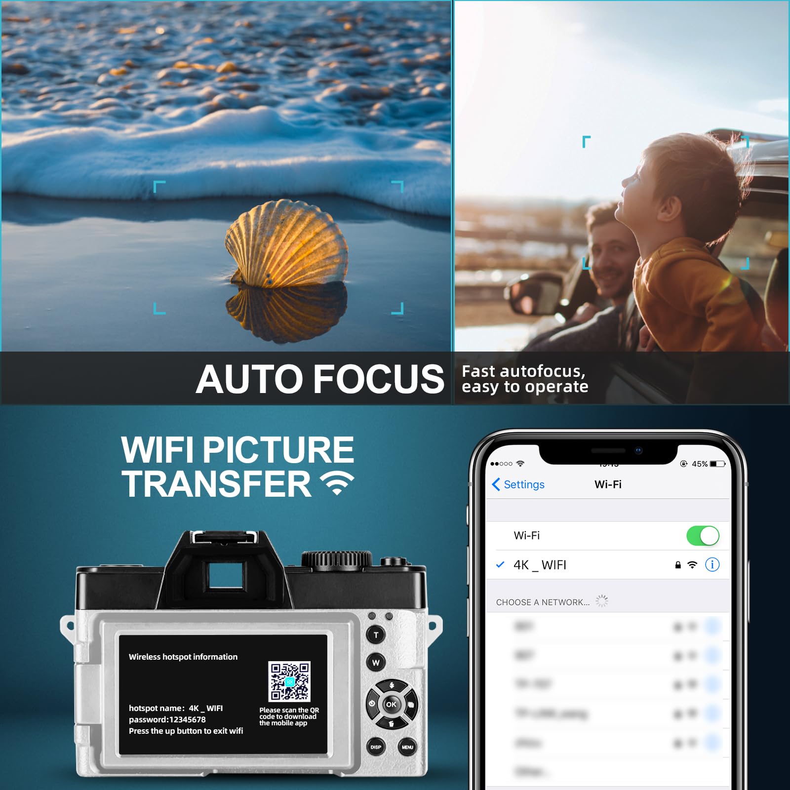 4K 48MP Digital Camera for Photography & Vlogging - WiFi Compact Camera with 180° Flip Screen, Flash, 16X Zoom, Wide-Angle & Macro Lens - Perfect for YouTube, Travel & Everyday Shooting
