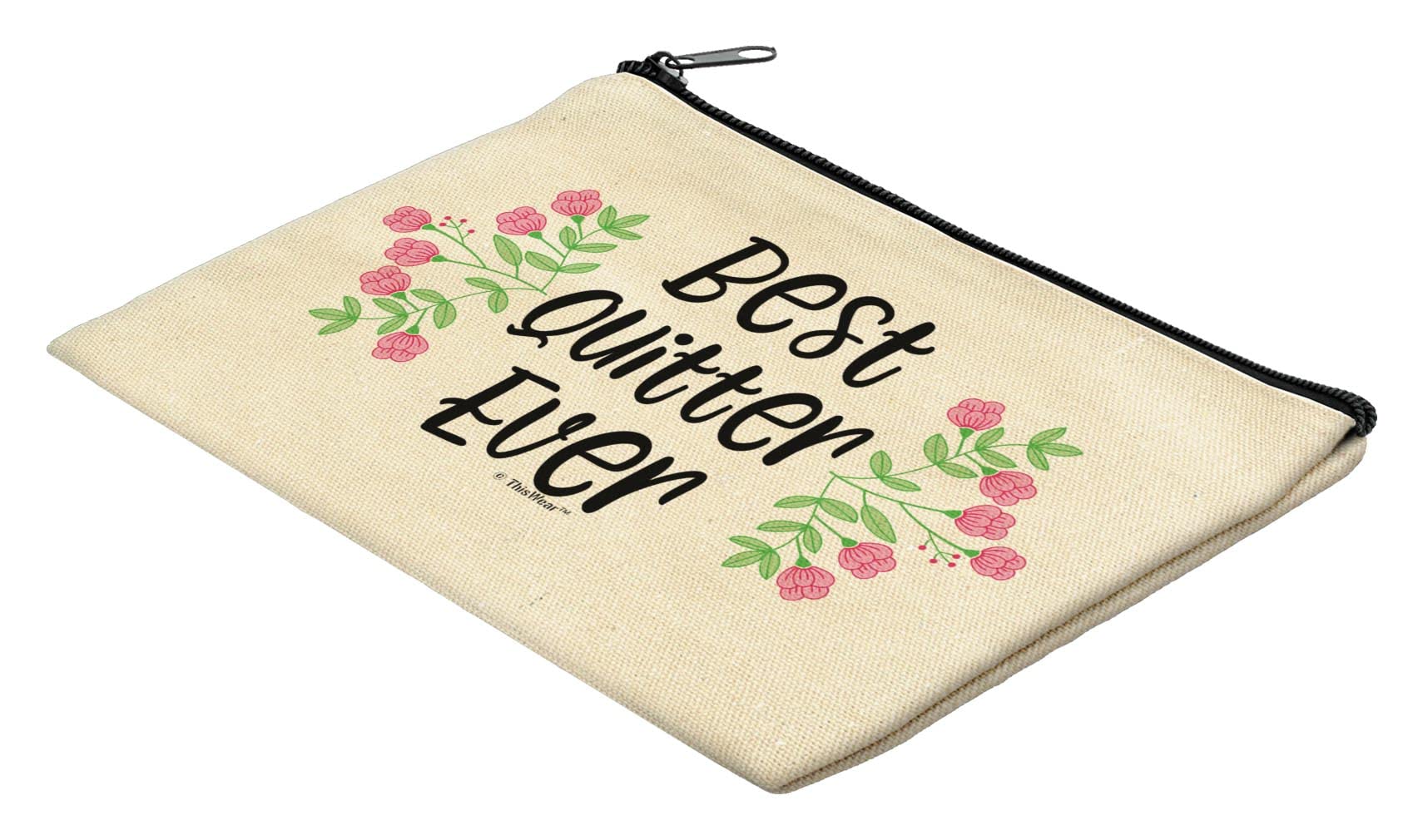 ThisWear Best Quitter Ever Floral Makeup Bag - Perfect Retirement Gift for Women, Ideal for Travel & Daily Use