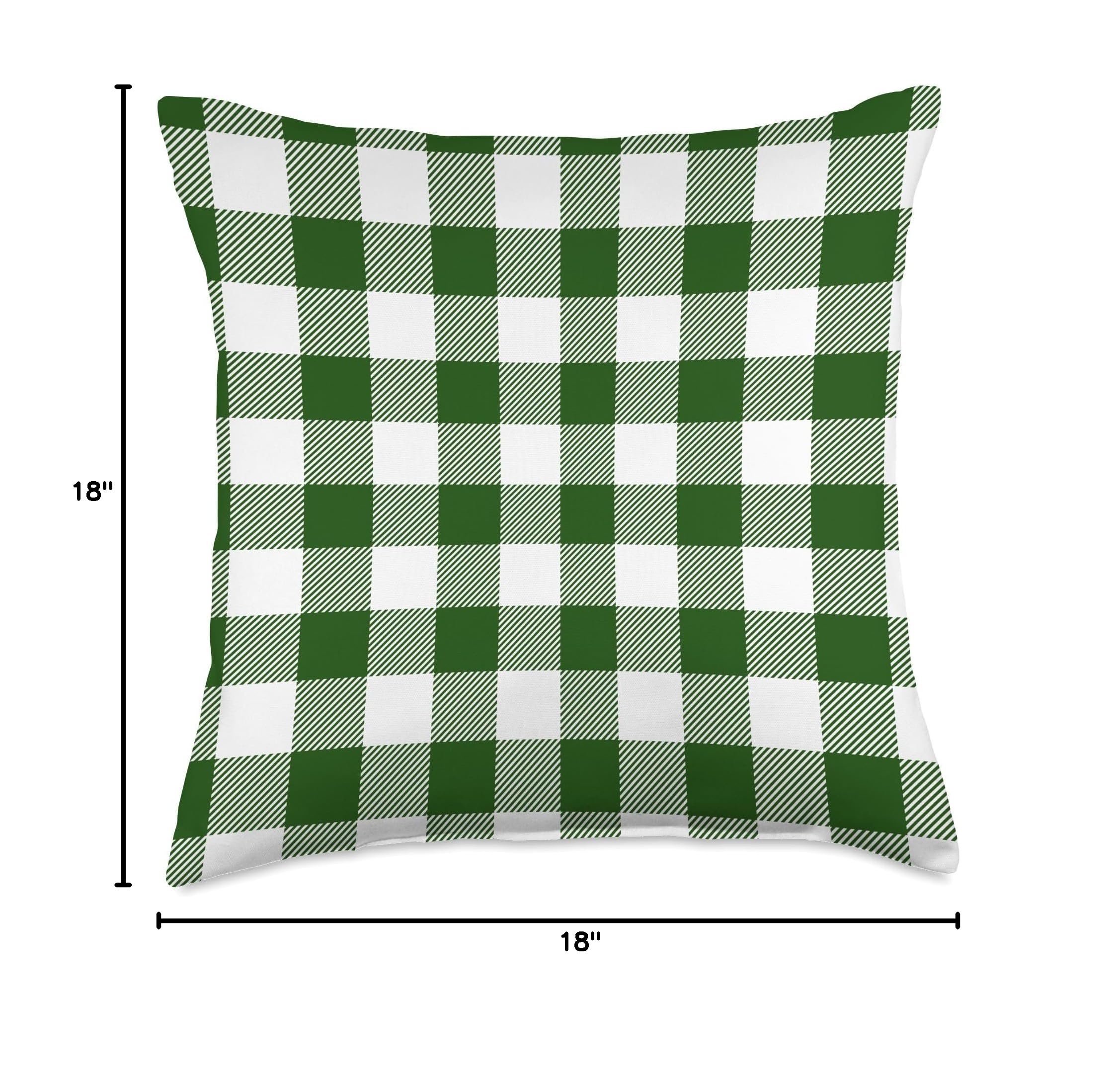 St. Patrick's Day Pillow Cover - Green and White Buffalo Plaid Throw Pillow for Couch, Sofa, Bedroom Decor - Shamrock Themed Home Accent