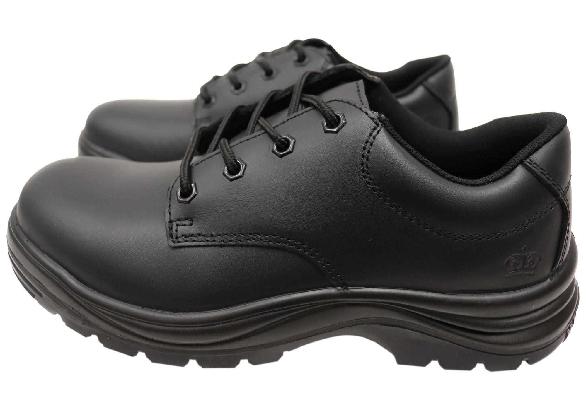 KingGee Men's Slip Resistant Safety Leather Work Shoes - Non-Slip Steel Toe Work Boots for Construction, Warehouse & Industrial Use
