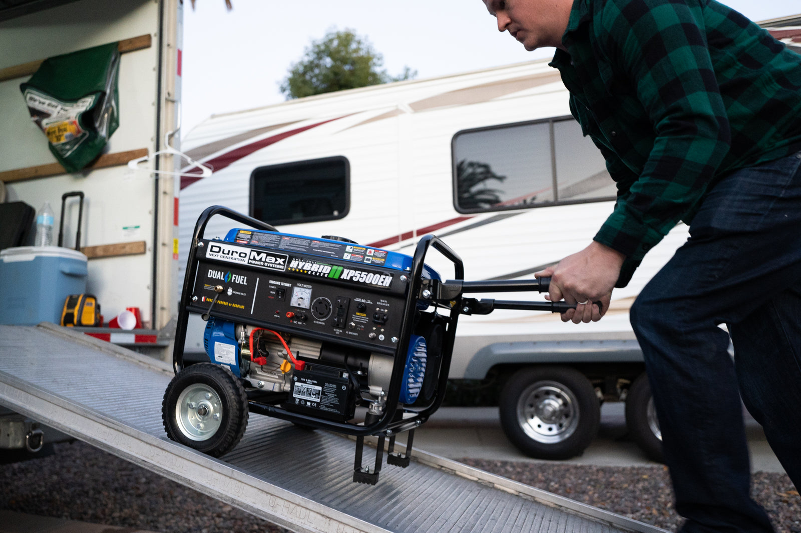 5,500 Watt Dual Fuel Portable Generator - Gas & Propane Powered - Emergency Backup & Outdoor Power for Camping, RV, Home Use