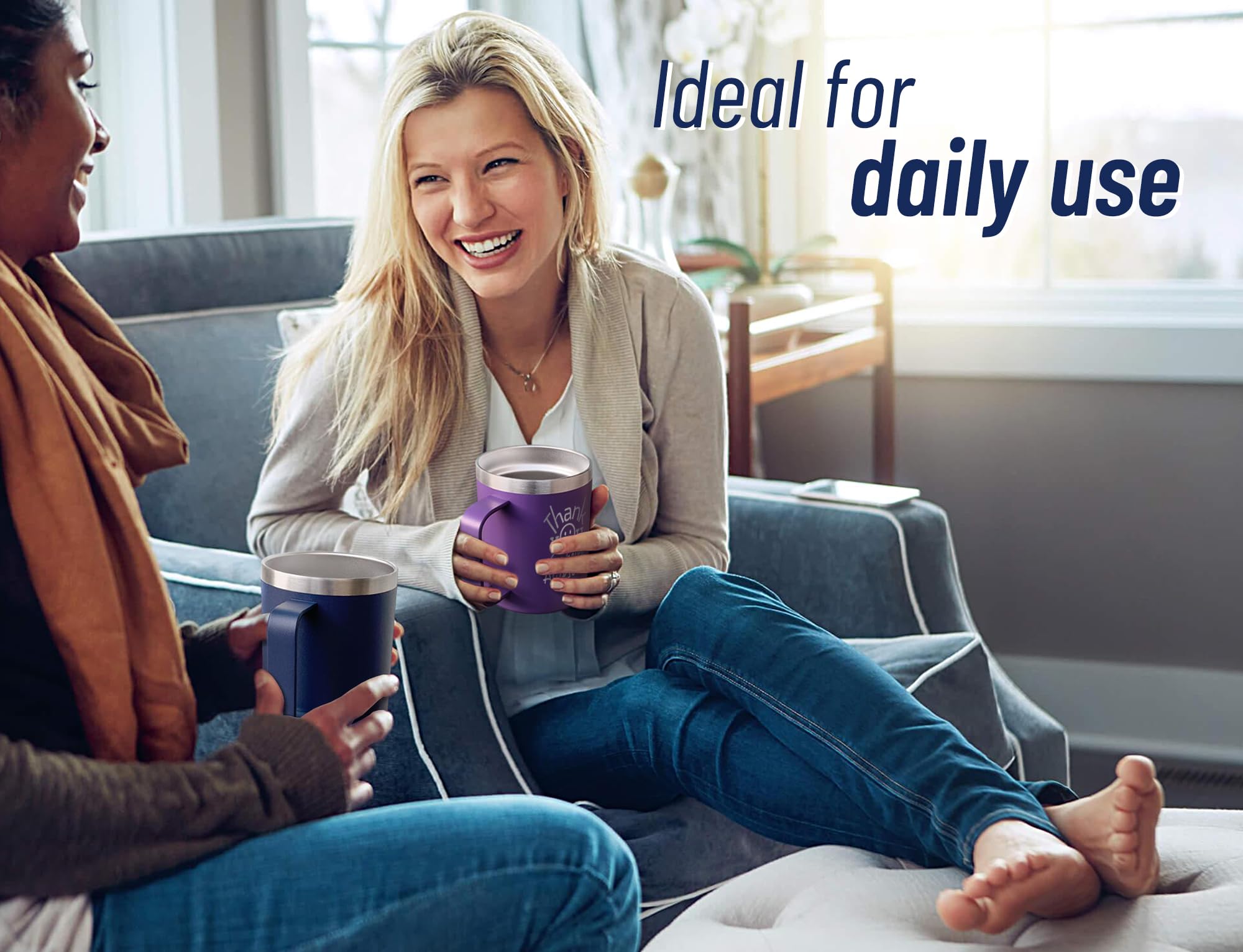 DLOCCOLD Inspirational Thank You Mug for Women - Motivational Coffee Cup for Coworkers, Employee Appreciation, Birthday & Valentine's Day Gifts - Perfect Office & Home Use - Blue Ceramic Mug