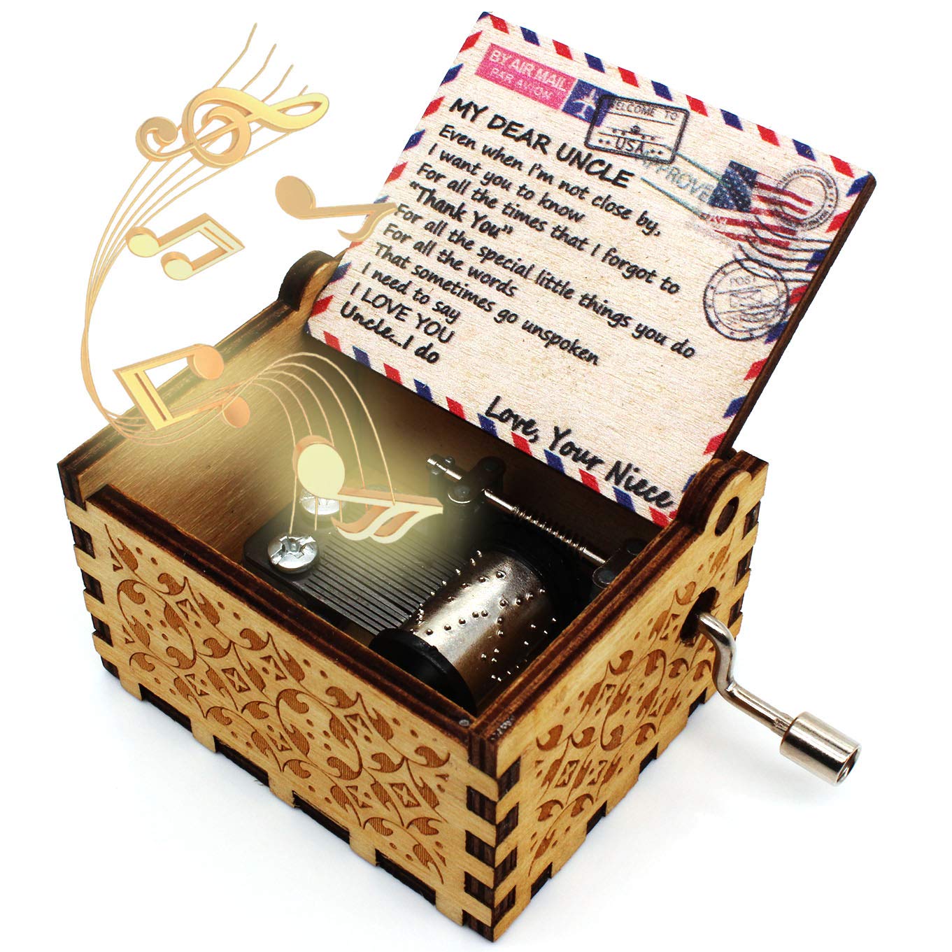 UKEBOBO Wooden Music Box - 'You Are My Sunshine' Handcrafted Gift for Niece to Uncle - Perfect for Birthdays, Anniversaries & Special Occasions