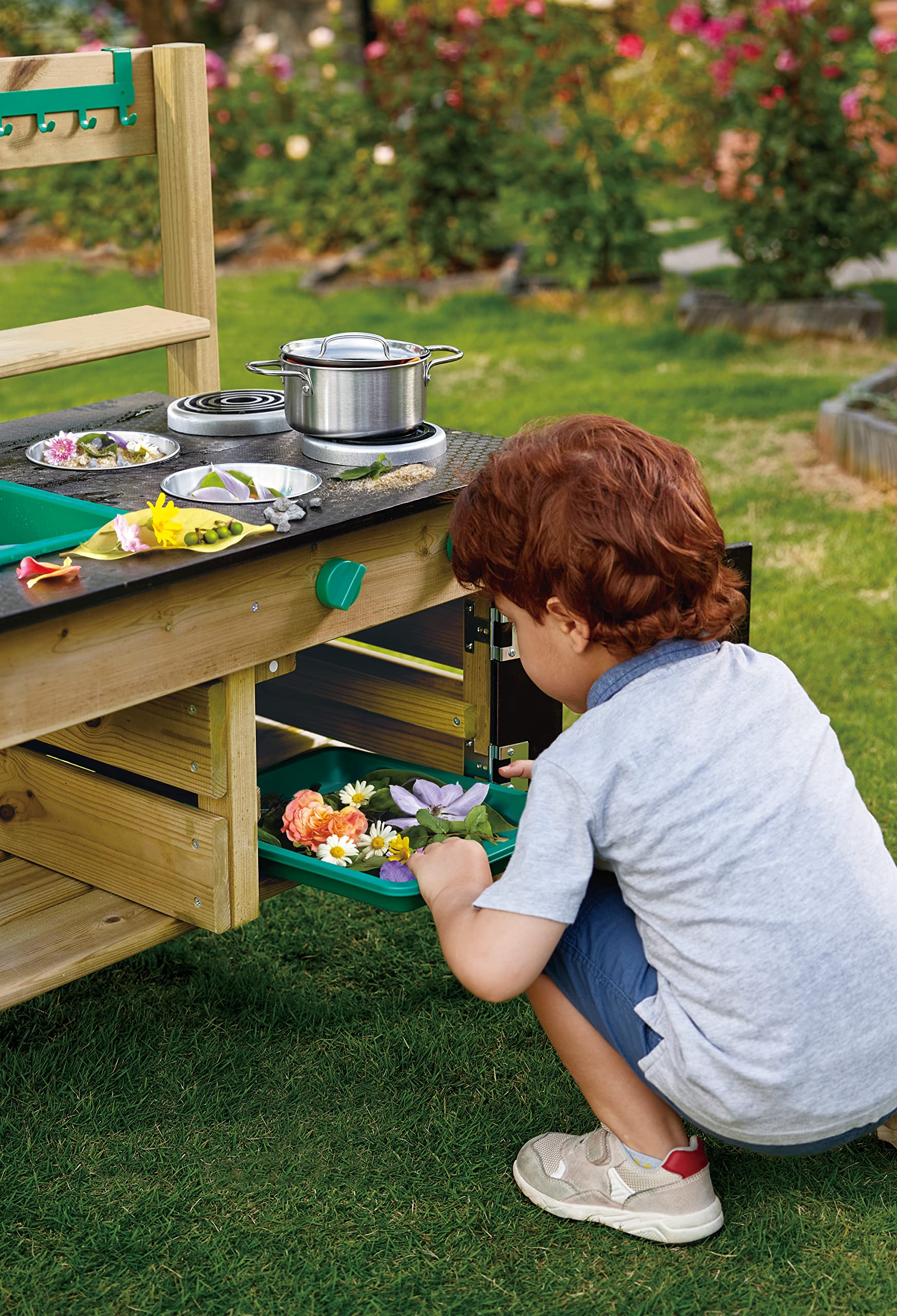 Hape Outdoor Wooden Mud Kitchen Playset for Kids Ages 3+ | Pretend Play Cooking Toy with Utensils & Accessories | Perfect for Backyard, Garden & Outdoor Imaginative Play