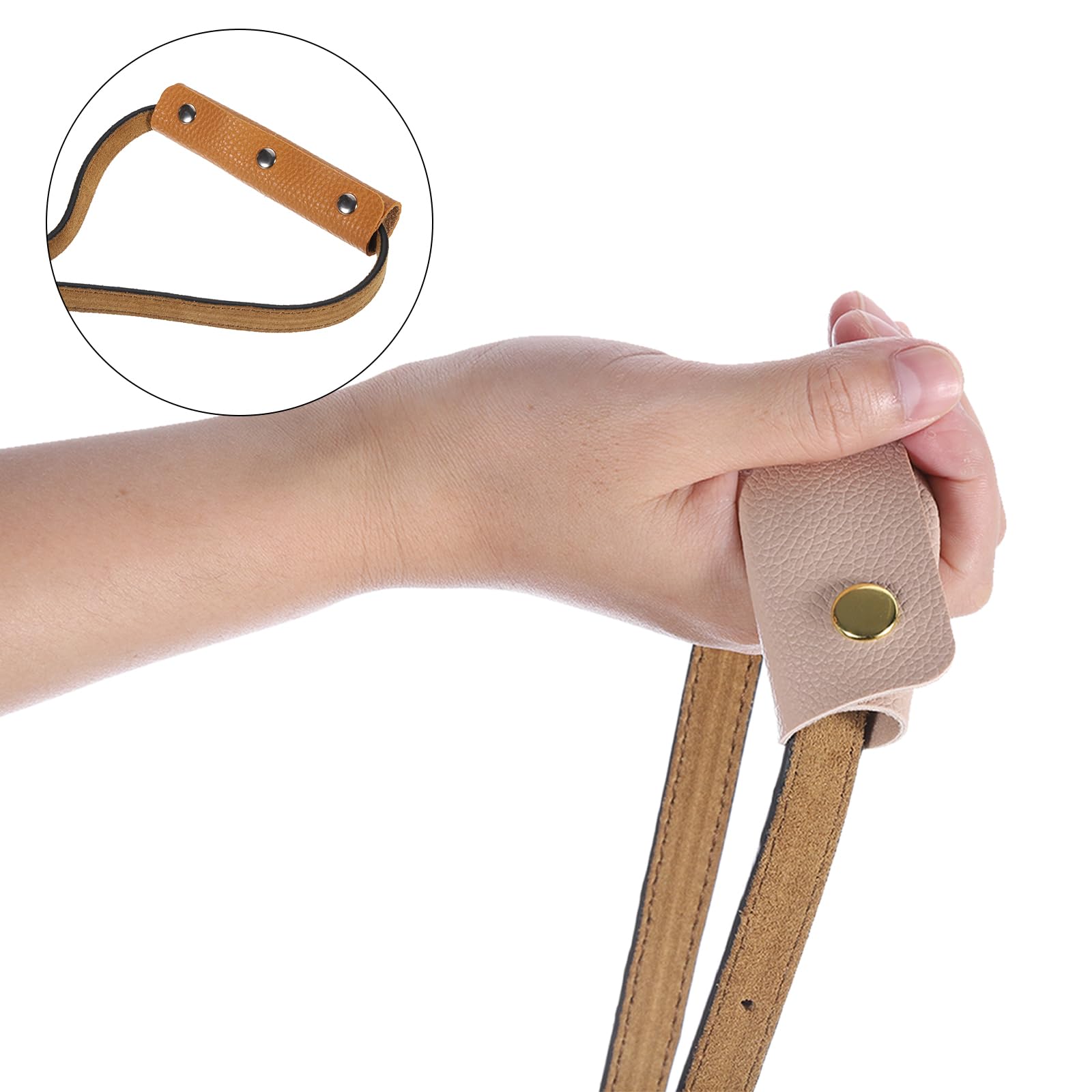 uxcell 2Pcs PU Leather Handbag Handle Covers with 3 Clasps, Luggage Grip Protector for Suitcases & Shopping Bags (13x9cm, Beige) - Travel Accessories & Bag Handle Protectors for Comfortable Carrying