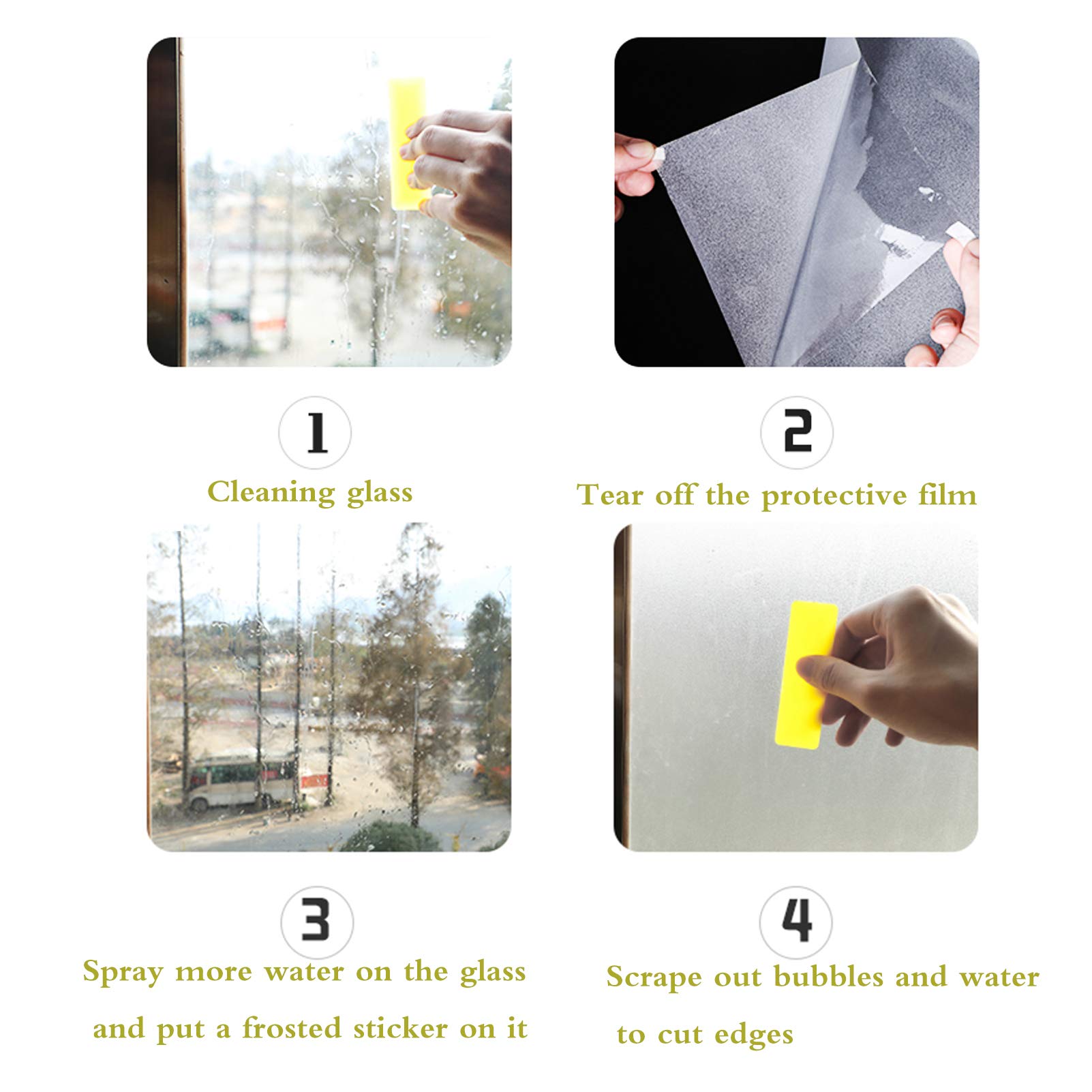 Self-Adhesive Window Privacy Film - Anti UV, No Glue, Easy to Clean Static Cling Vinyl for Bathroom & Shop Windows - White 0.6x10m - Perfect for Home, Office & Commercial Spaces