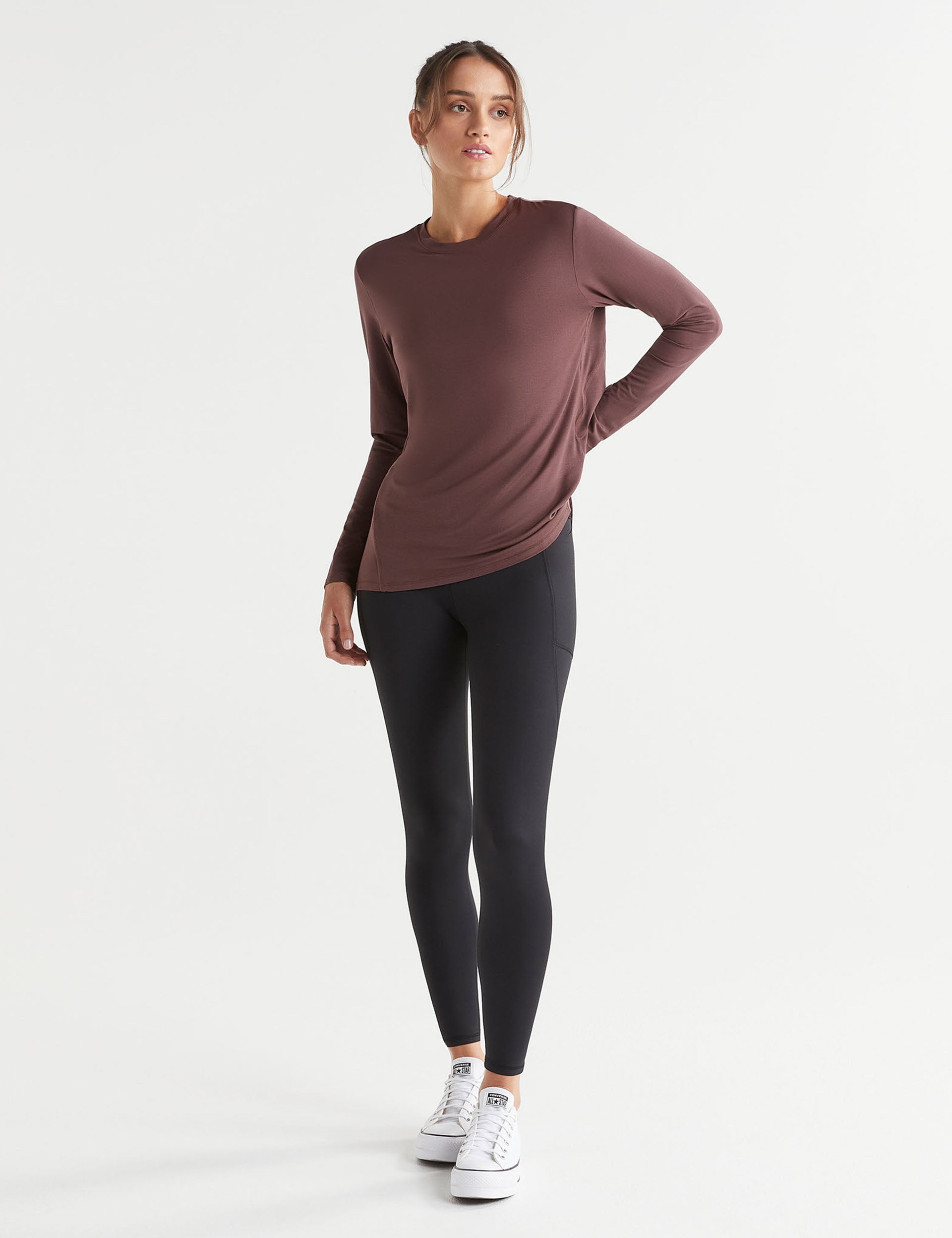 Kendall Women's Long Sleeve T-Shirt Burgundy - Soft Casual Blouse for Work, Date Night & Everyday Wear