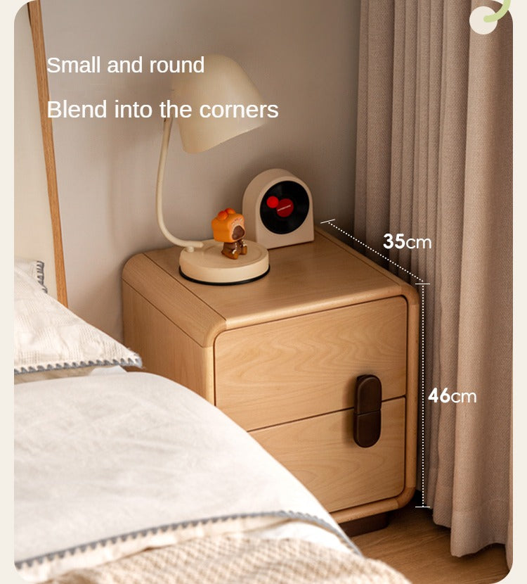 Solid Beech Wood Nightstand with Storage - Bedside Table for Bedroom, Living Room, or Office - Compact & Stylish Home Furniture