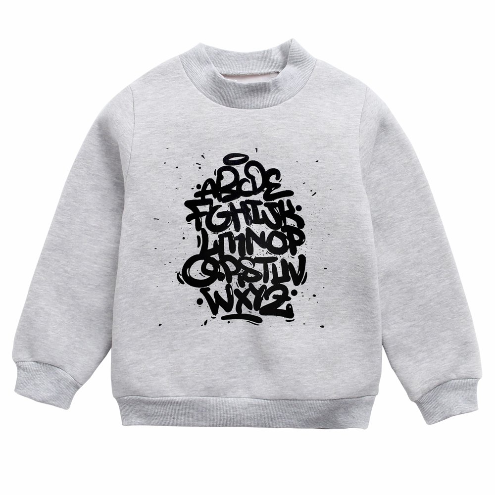 Trendy Graffiti Boys & Girls Long Sleeve Cotton Sweatshirt - Cool Patterned Pullover for Kids - Perfect for School, Playdates & Streetwear Fashion