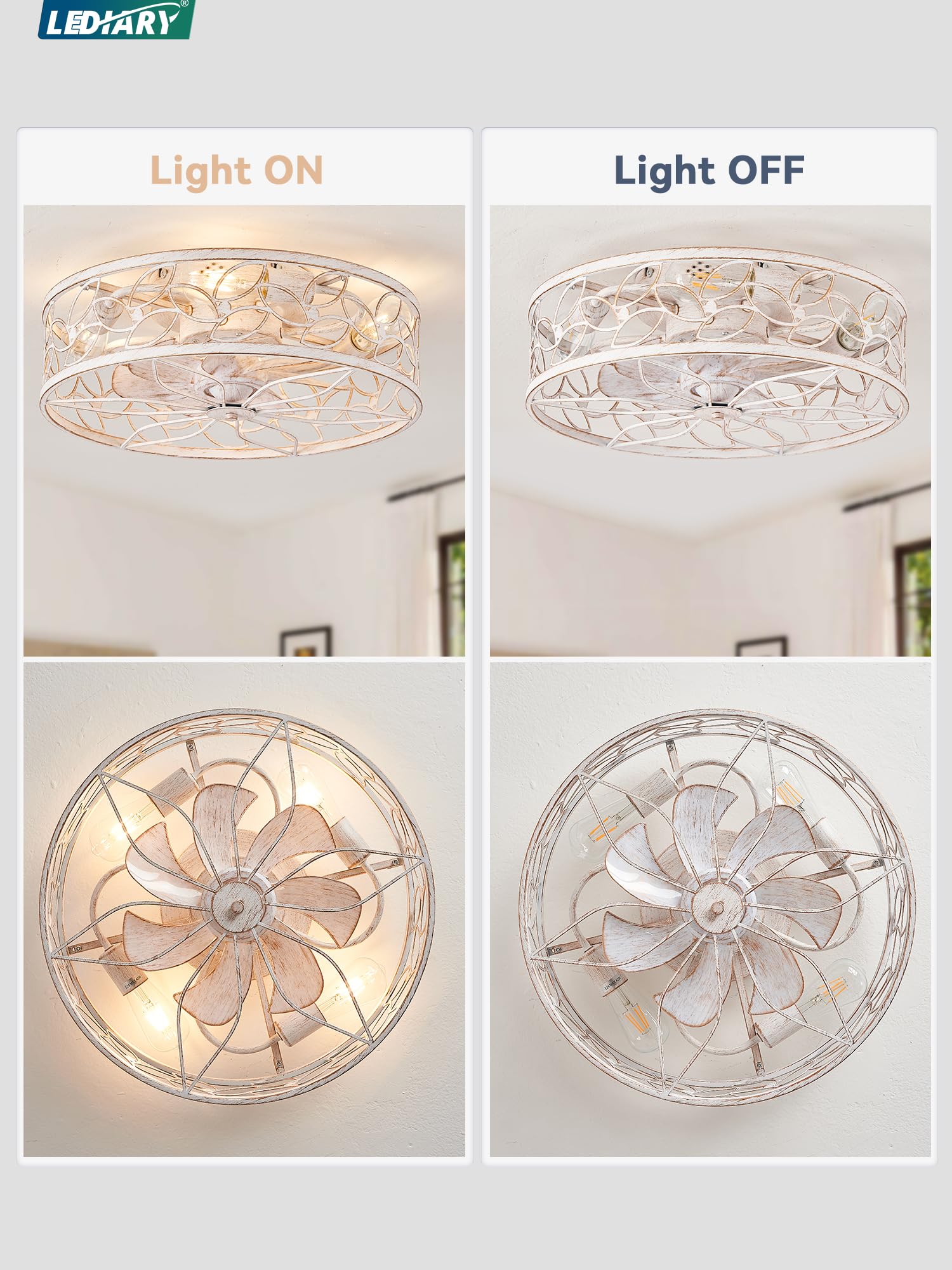LEDIARY Bladeless Ceiling Fan with Light - 24