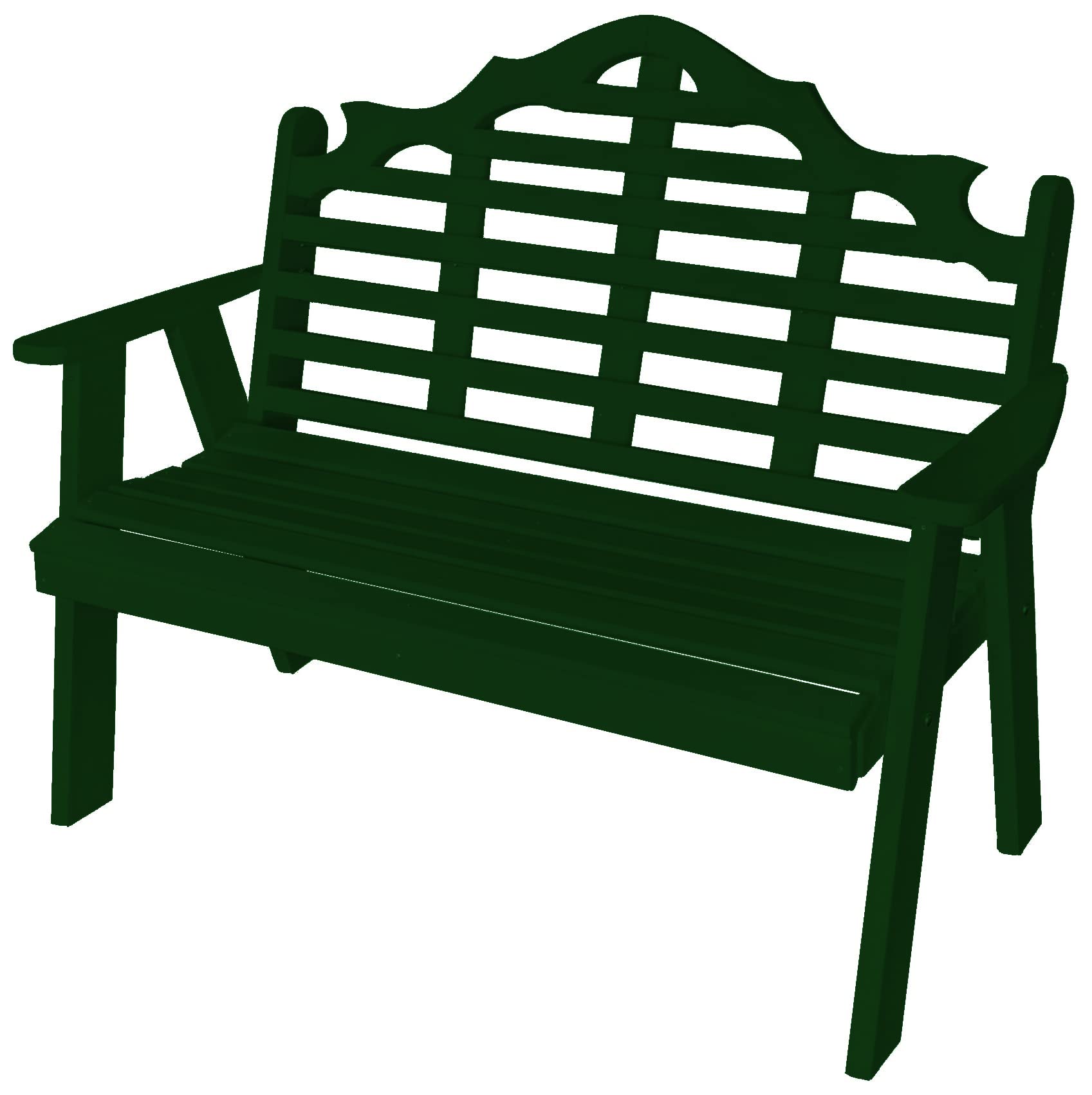 4' Poly Marlboro Outdoor Garden Bench in Turf Green - Durable All-Weather Patio Furniture for Backyard, Porch & Park Seating