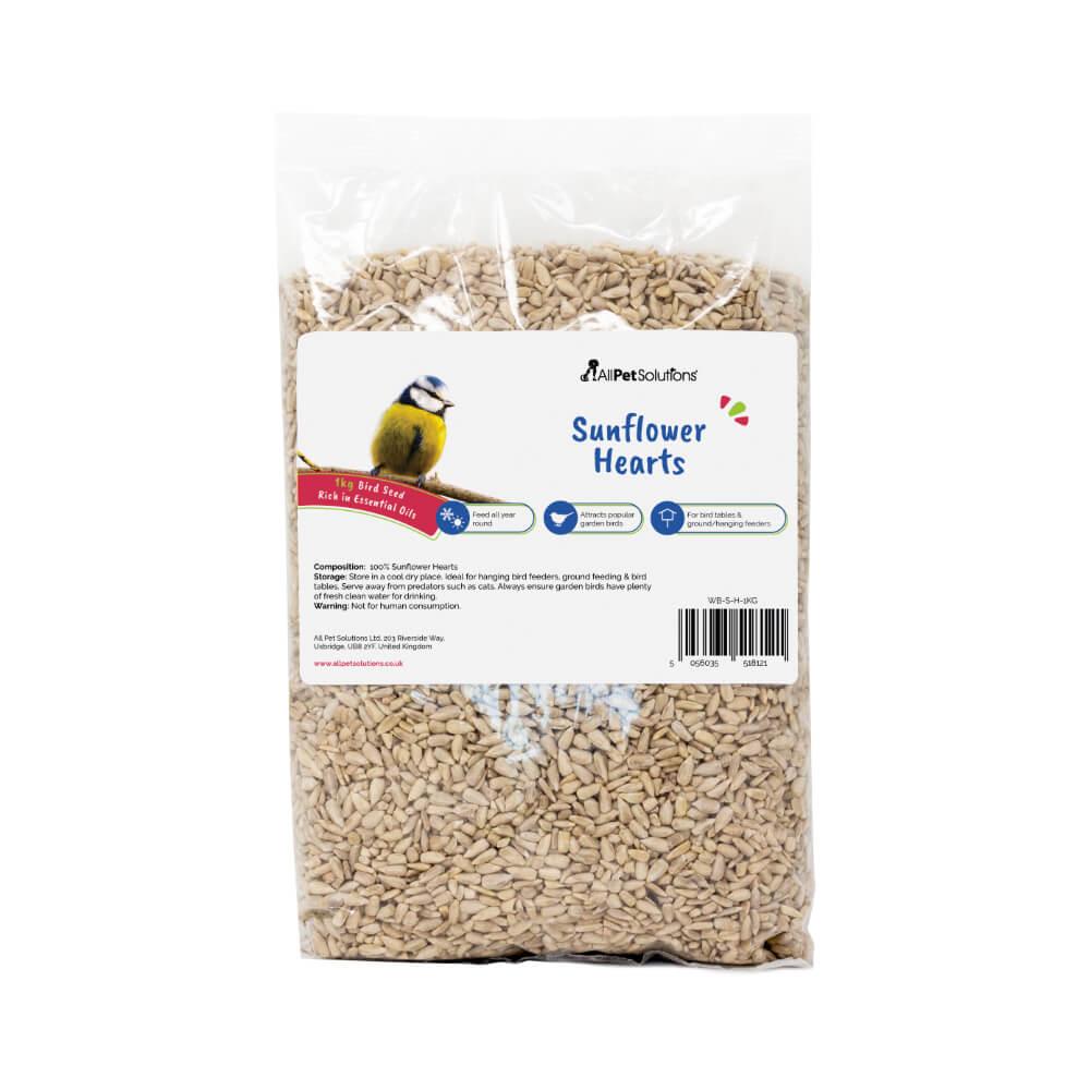 Premium Sunflower Hearts Wild Bird Food - 1kg Bag | High-Energy Bird Seed for Year-Round Feeding | Attracts Cardinals, Finches & Songbirds to Your Backyard