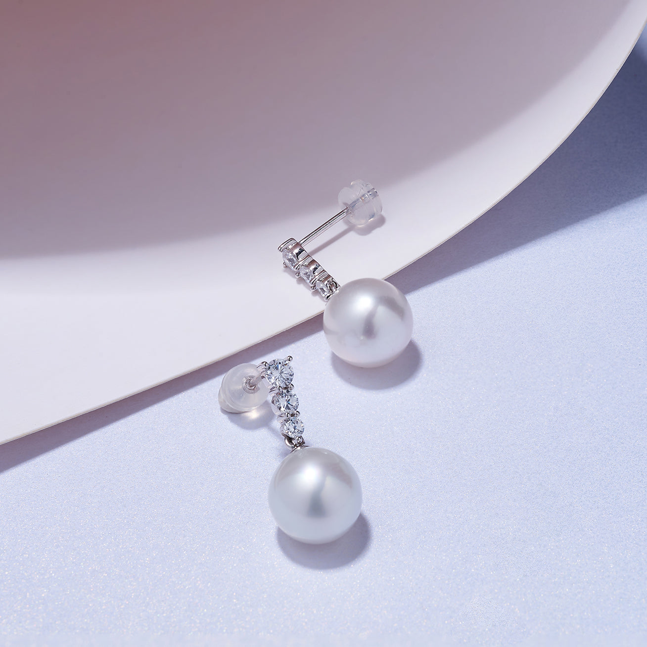 18K Solid Gold Australian White Pearl Earrings KE00202 - Elegant Stud Earrings for Women, Perfect for Weddings, Parties & Everyday Wear