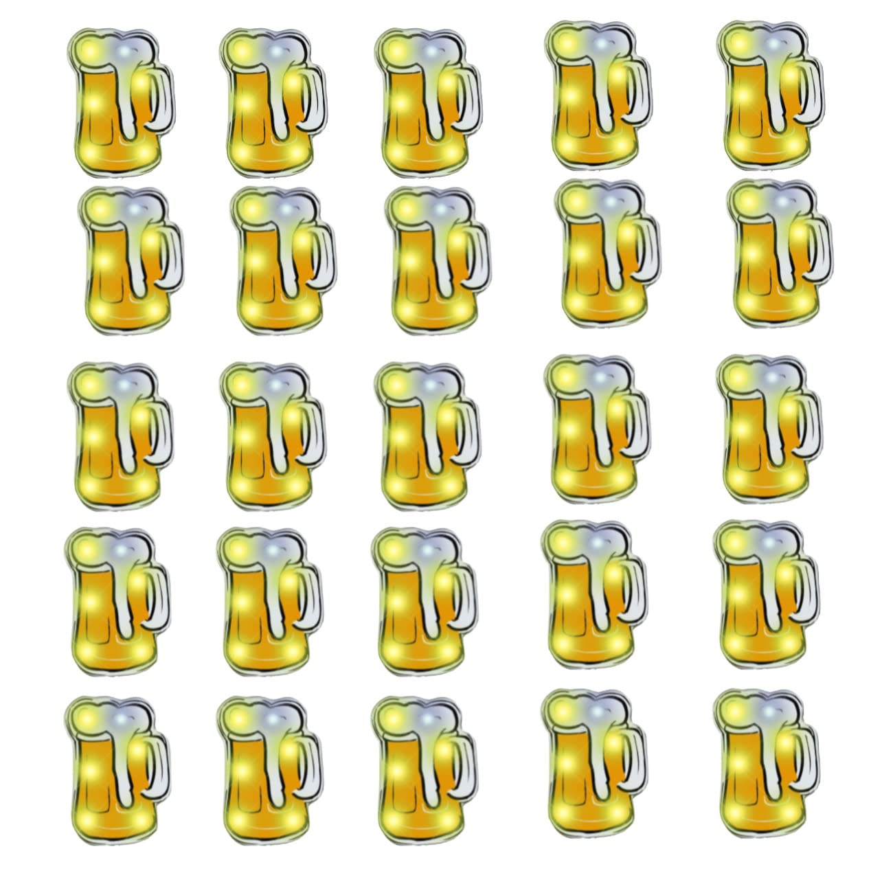 25 Pack Flashing Beer Bottle Lapel Pins - LED Light Up Party Favors for Bars, Festivals & Costume Accessories