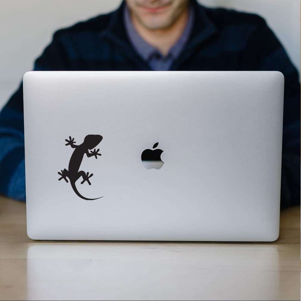 Premium Waterproof Vinyl Gecko Lizard Decal Stickers (Set of 2, Black) - Durable Adhesive for Laptop, Phone, Helmet, Car Window, Mug & Wall Decor - Perfect for Outdoor Adventures, Home Office & Vehicle Customization