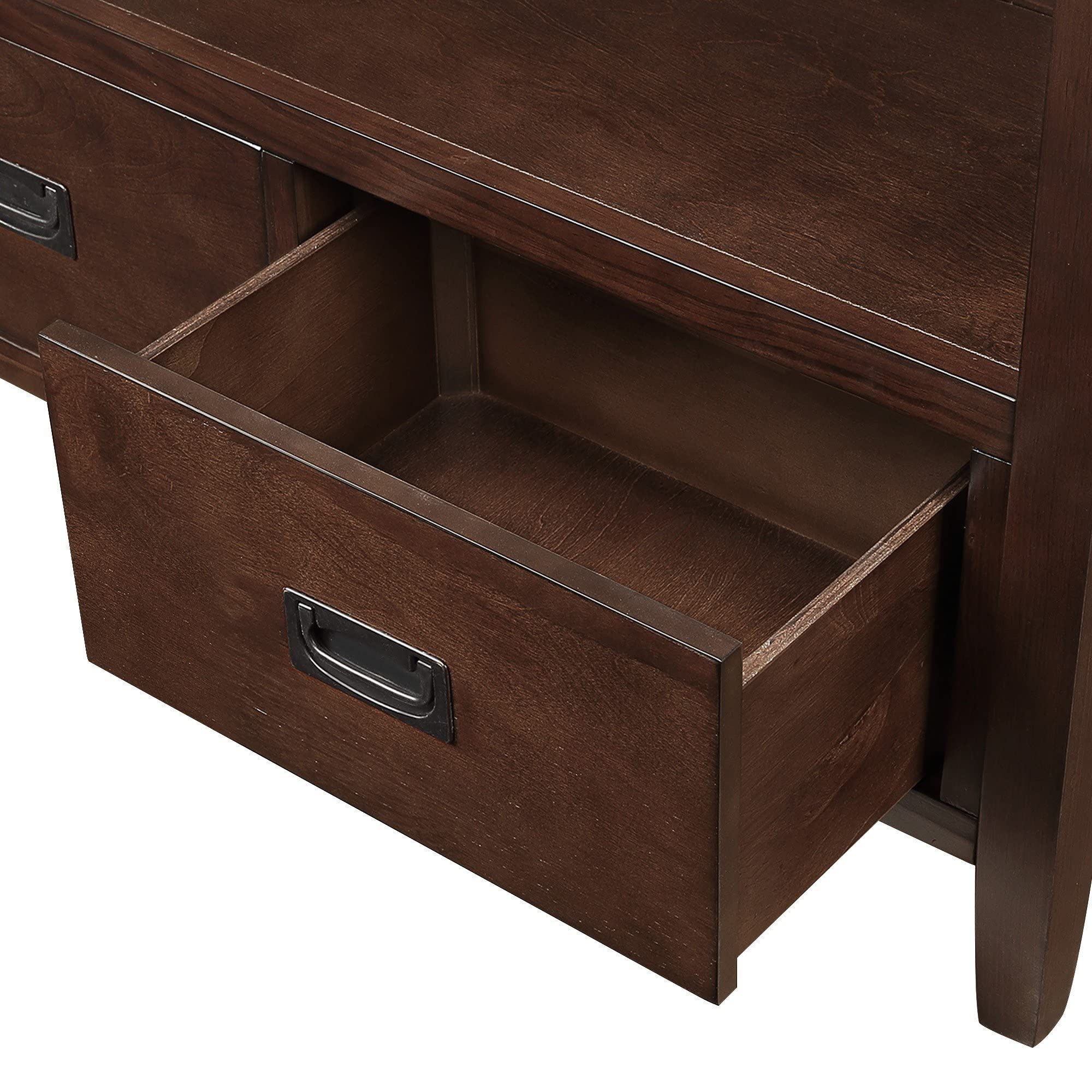 Farmhouse Console Table with Drawers - Narrow Wood Sofa Table with Storage Shelves for Entryway, Living Room, Bedroom, Hallway & Kitchen - Antique Espresso Finish - Perfect for Small Spaces & Home Decor