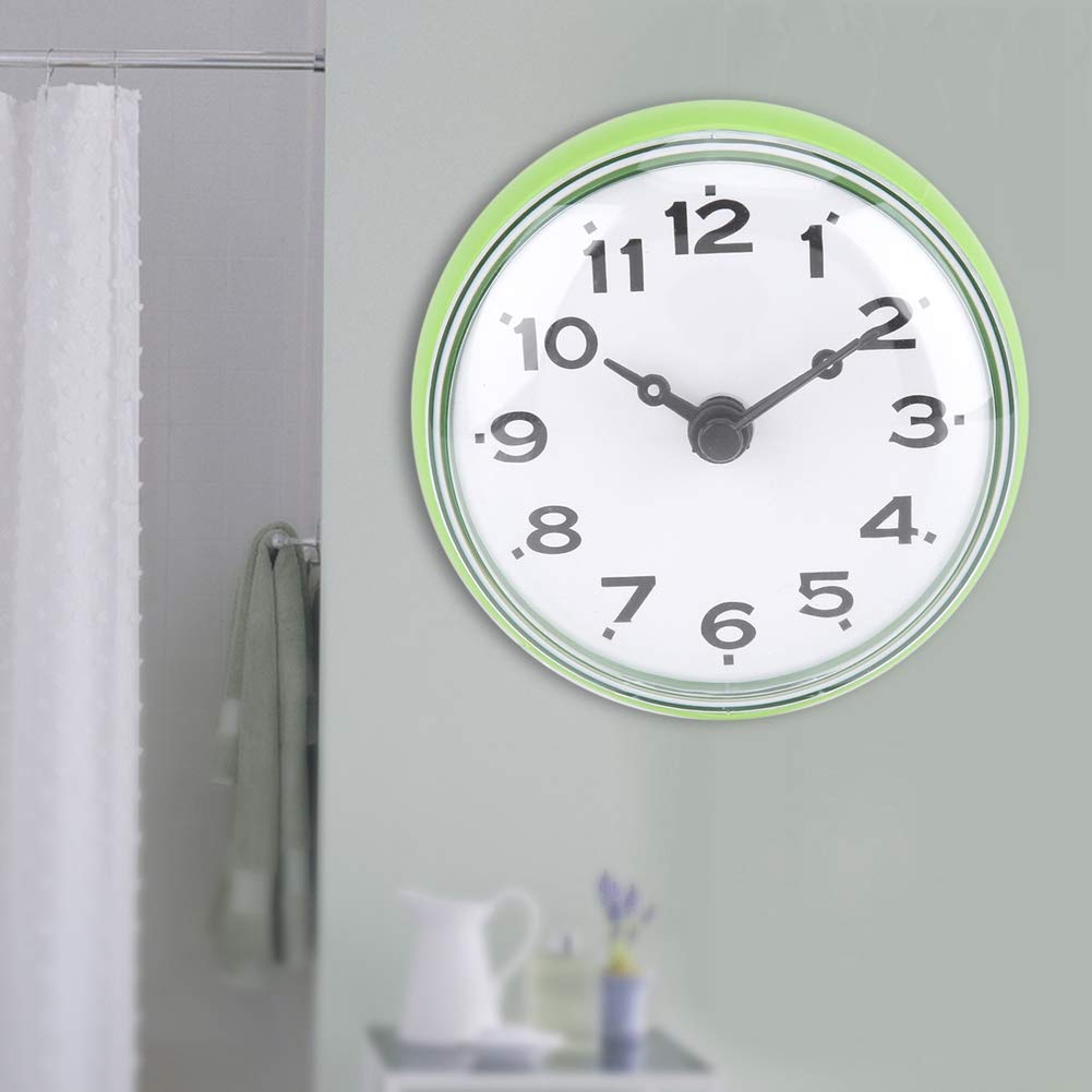 Waterproof Suction Wall Clock for Bathroom - Valentine's Gift for Kids & Friends (Green) - Perfect for Shower & Home Decor