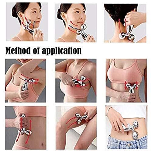 360° Rotating 3D Face & Body Massage Roller - Skin Lifting, Wrinkle Reduction, Facial Contouring Tool (Silver) | Perfect for Home Spa, Anti-Aging Routine & Relaxation Therapy