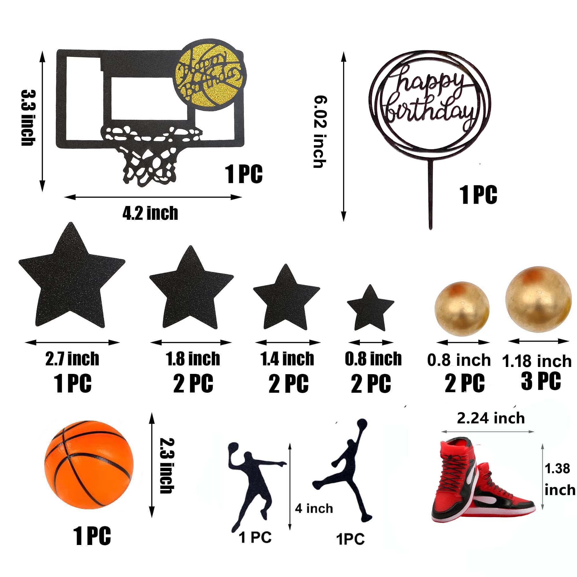 19pcs Basketball Cake Toppers Set for Boys & Men - Sneaker & Ball Decorations for Birthday Cakes, Cupcakes | Perfect for NBA Themed Parties, Sports Celebrations & Basketball Fan Gifts