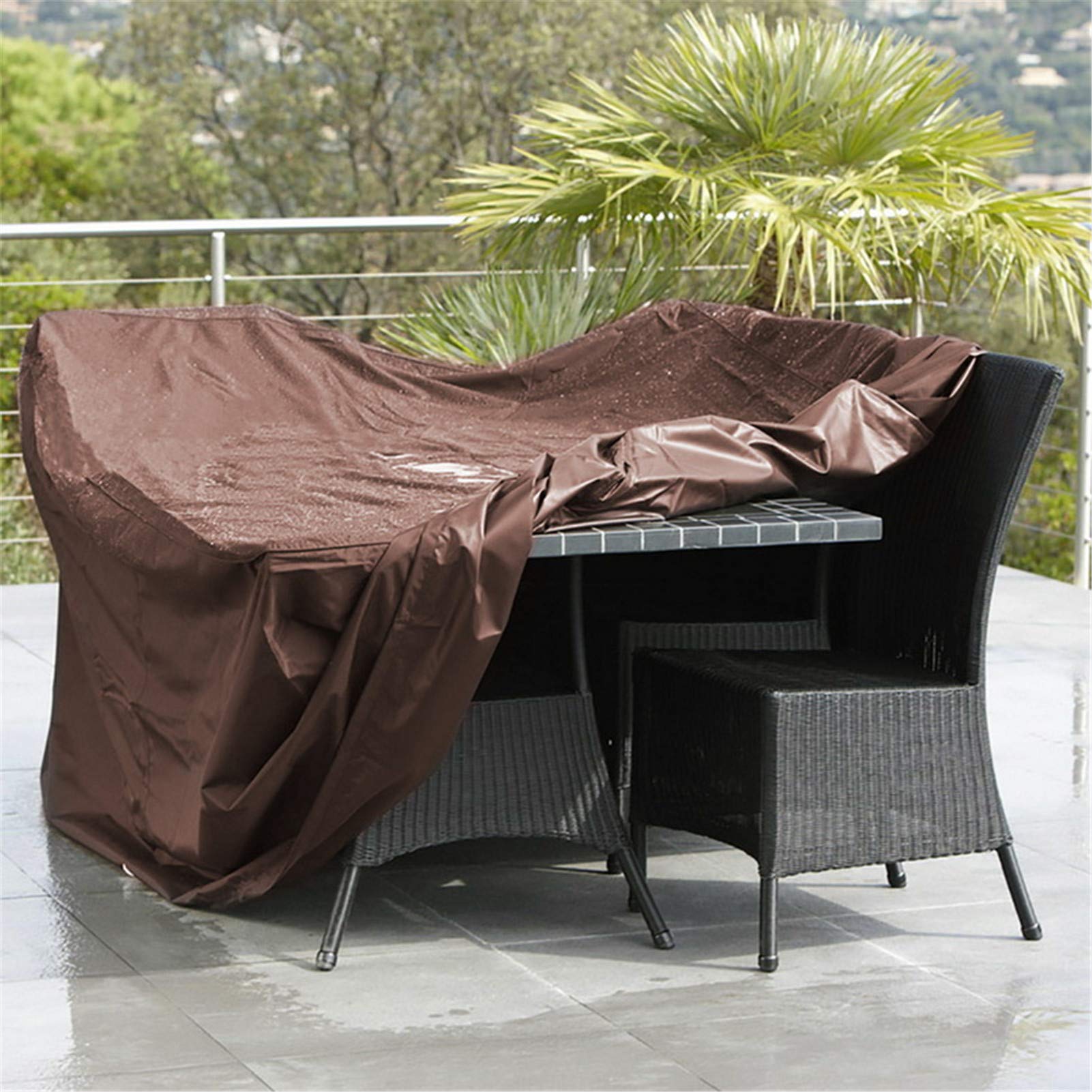 XJHKG Waterproof UV-Resistant Rectangular Patio Table Cover for Outdoor Rattan Furniture - 123x61x72cm Brown - Perfect for Garden, Deck, and Poolside Protection