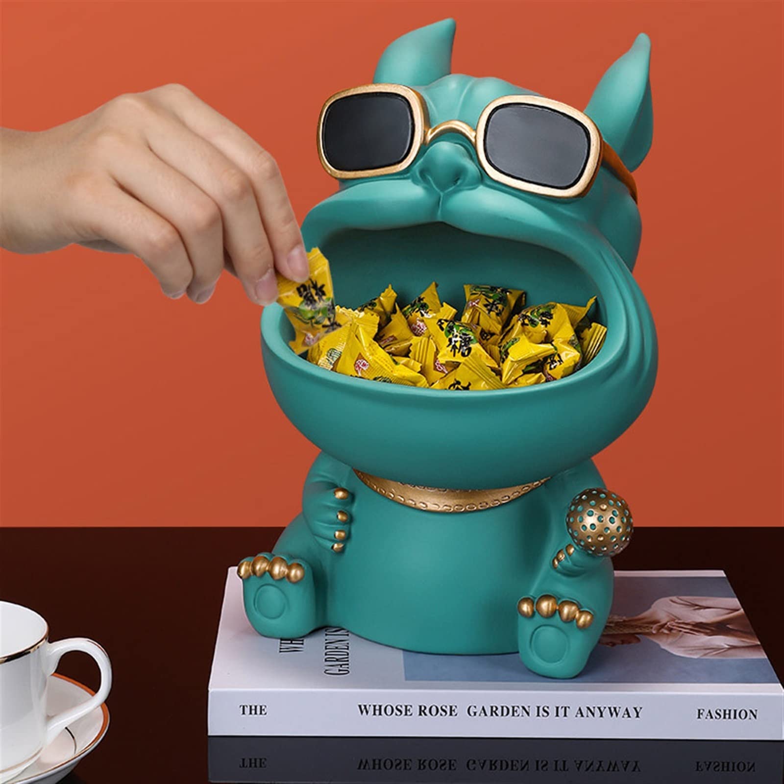 Resin Bulldog Statue - Decorative Storage Box for Candy, Keys & Small Items | Home & Office Decor for Living Room, Desktop & Table | Perfect for Gifts, Parties & Home Organization