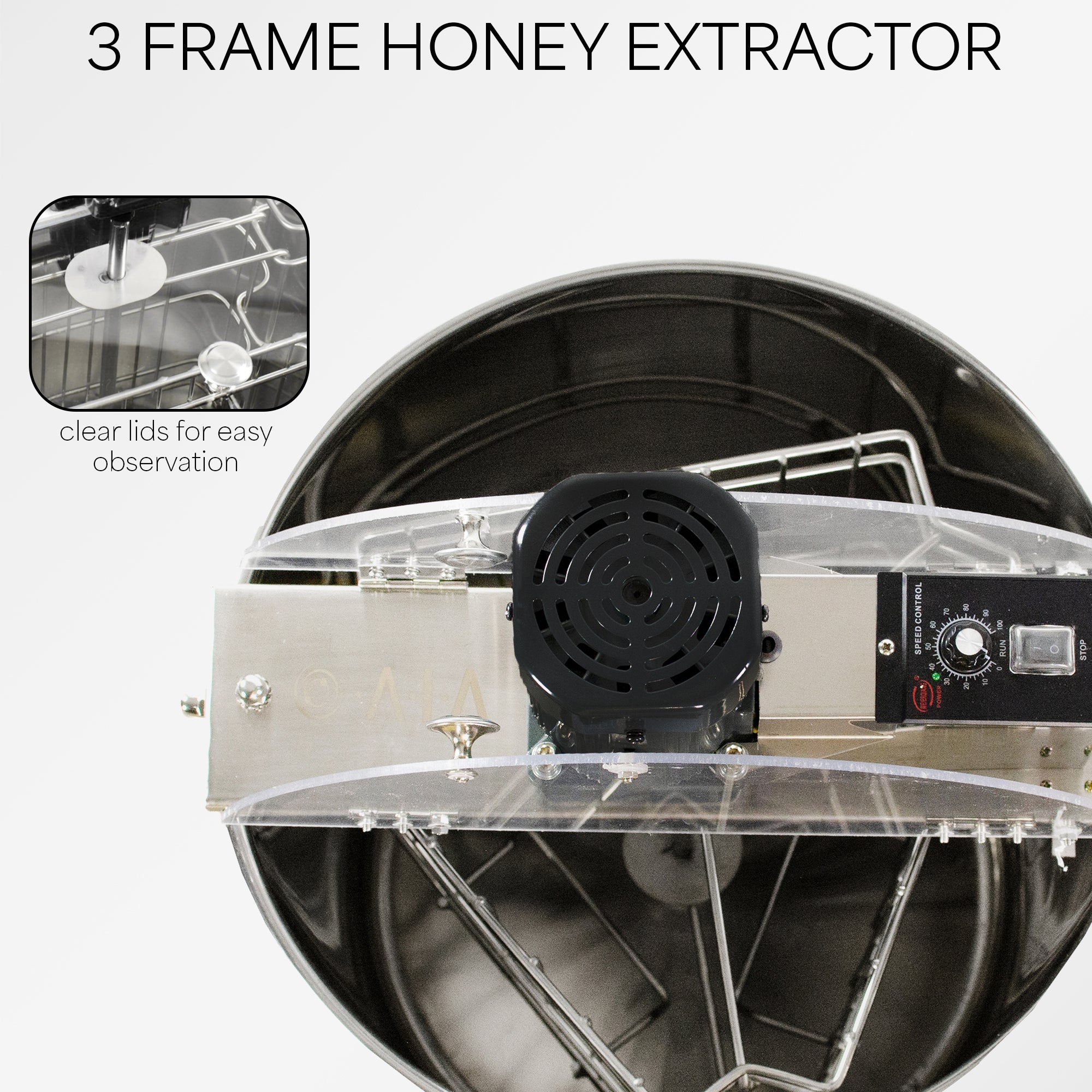Electric 3-Frame Stainless Steel Honey Extractor - Beekeeping Equipment for Home & Commercial Use - Perfect for Harvesting Pure Honey from Beehives