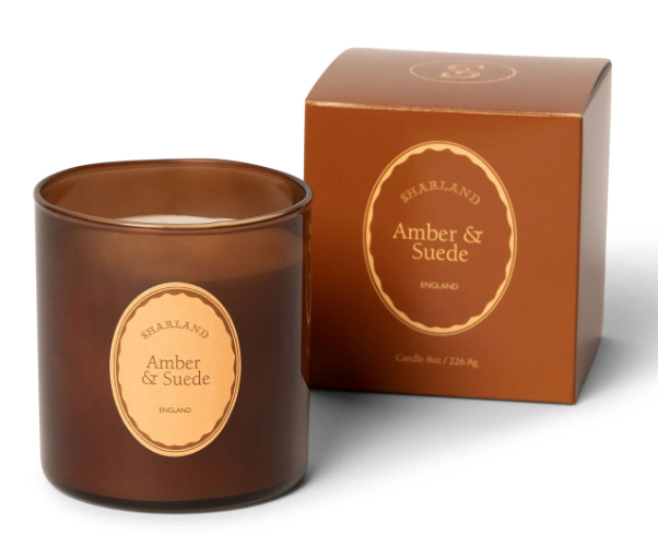 Sharland Amber Suede Scented Candle - Luxury Home Decor for Relaxation & Aromatherapy | Perfect for Bedroom, Bathroom & Living Room