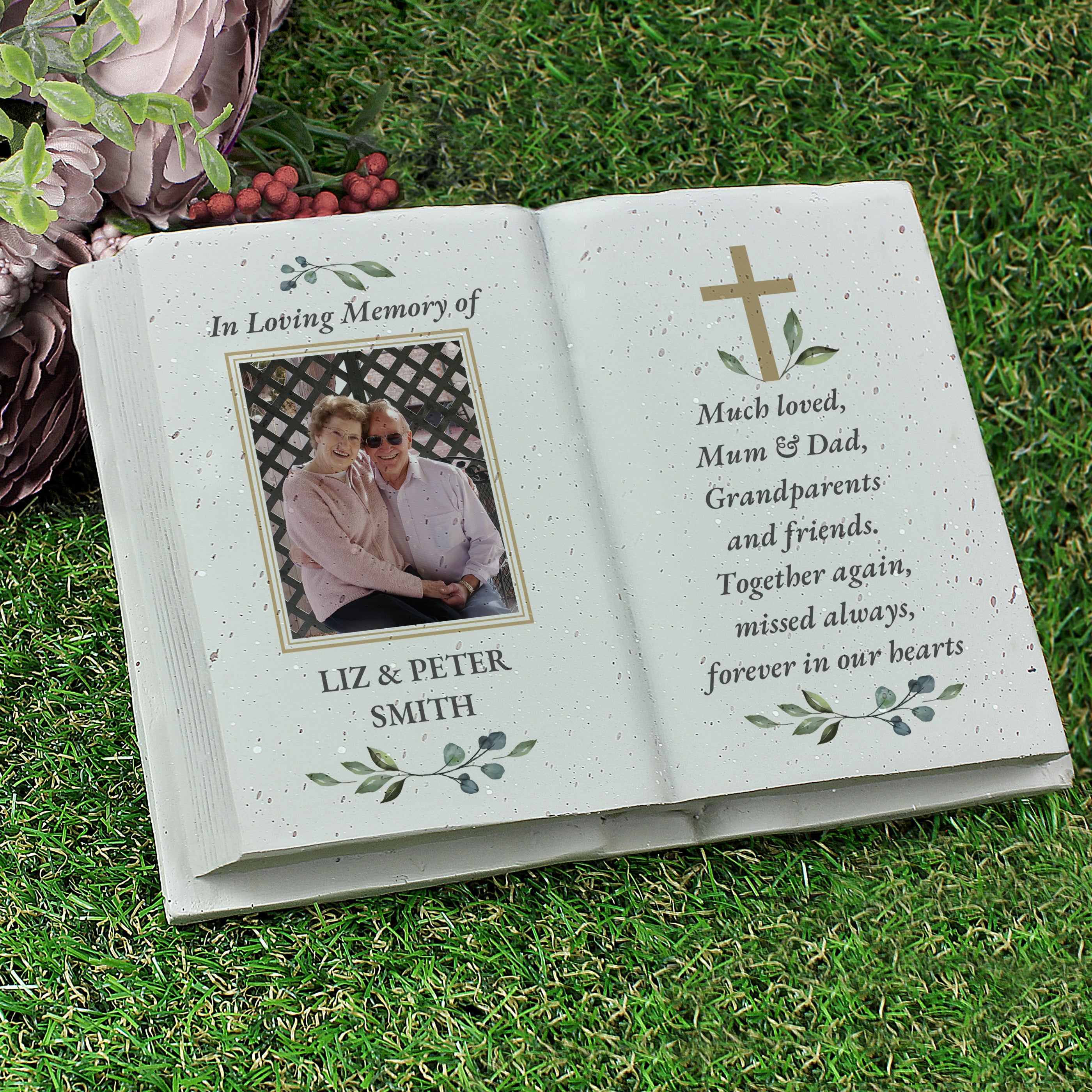 Personalized Memorial Book with Cross Photo Upload - Custom Resin Keepsake Book for Loved Ones - Perfect for Funerals, Memorial Services & Cherishing Memories