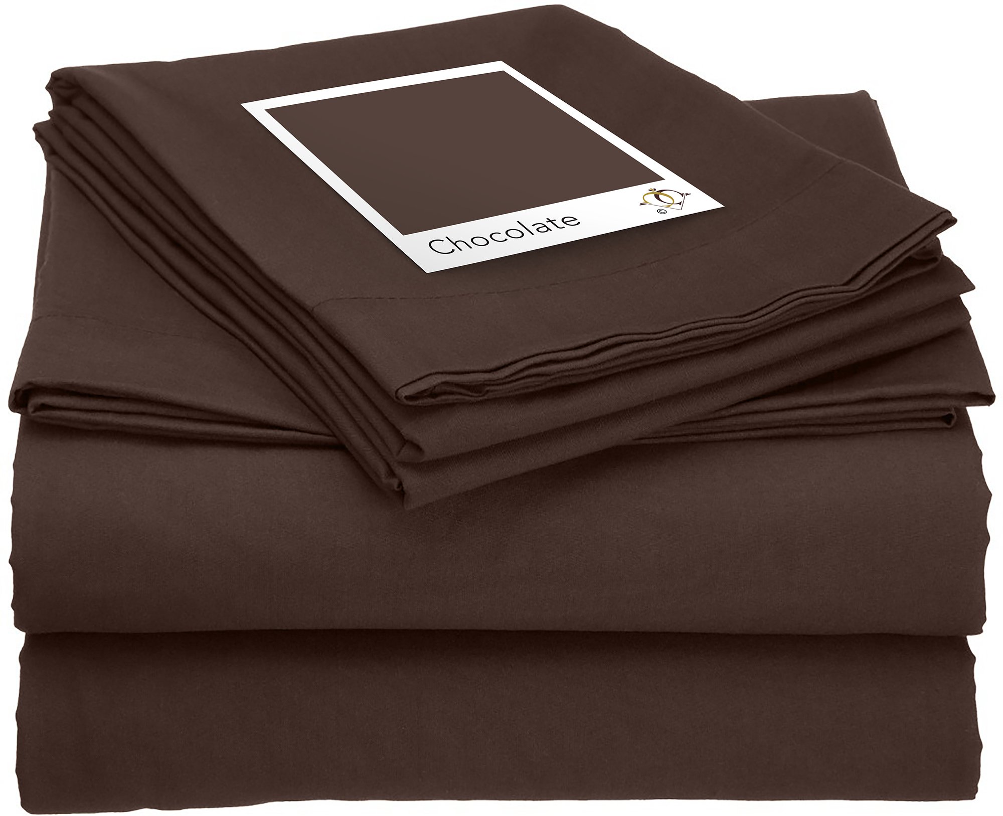 Clara Clark Soft Microfiber Bed Sheet Set - Full Size, Chocolate Brown, 4-Piece, Breathable & Hypoallergenic for Comfortable Sleep - Perfect for Master Bedroom, Guest Room & Dorm