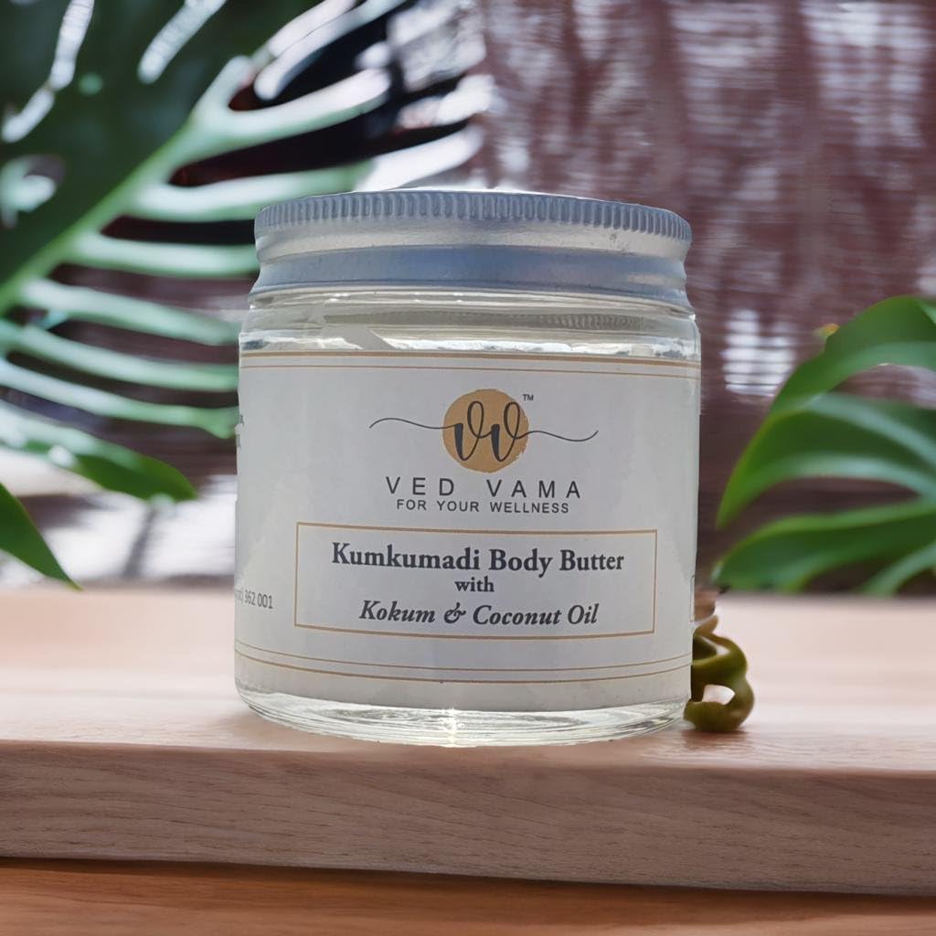 Vedvama Kumkumadi Body Butter for Dry Skin - 100ml with Kokum & Coconut Oil | Deep Moisturizing & Nourishing | Perfect for Daily Skincare & Nighttime Routine