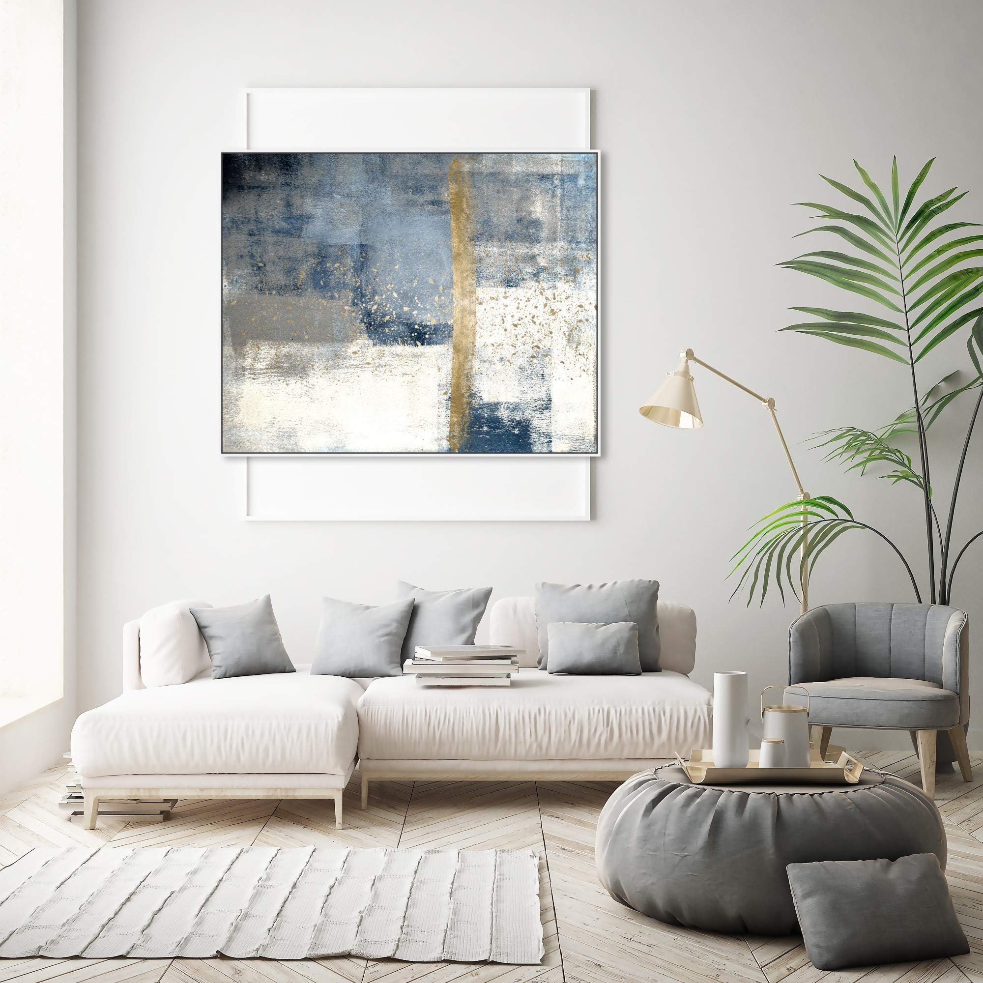 Abstract Framed Wall Art Canvas Print 'In The Mid Summer' - 36x45 Inches Blue & White Home Decor by Oliver Gal Artist Co. - Perfect for Living Room, Bedroom & Office Wall Decor