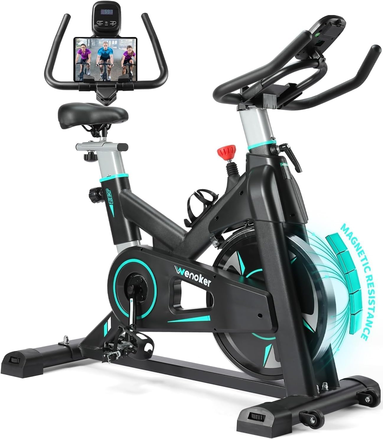 WENOKER Indoor Cycling Bike - Silent Belt Drive, Heavy Flywheel & LCD Monitor for Home Cardio Workout | Stationary Exercise Bike for Home Gym | Perfect for Weight Loss, Fitness Training & Indoor Cycling Classes