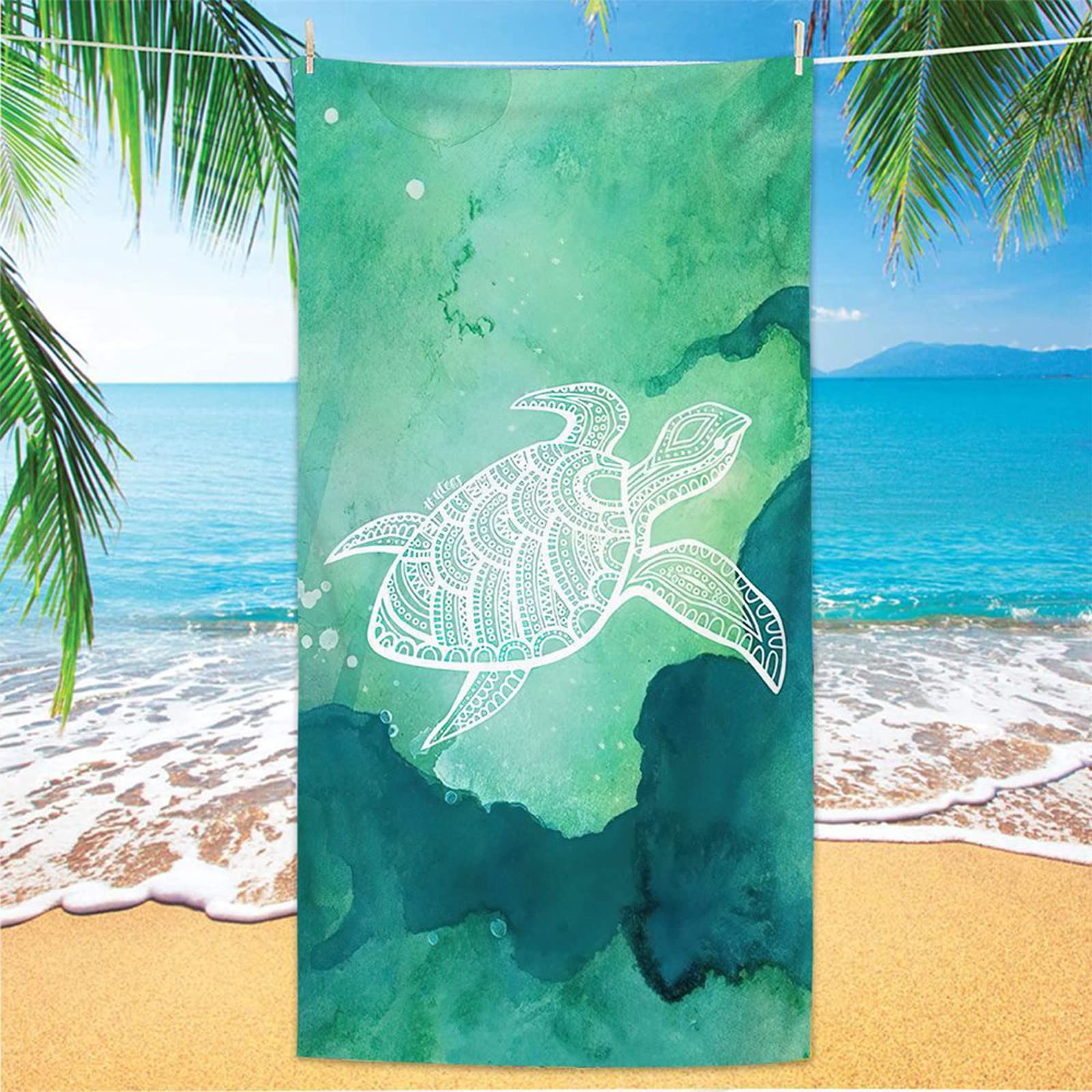 Premium Microfiber Beach Towel - Ultra Lightweight, Quick Dry & Sandproof - Stylish Pattern Bath Towel for Travel, Pool, Yoga & Outdoor Activities