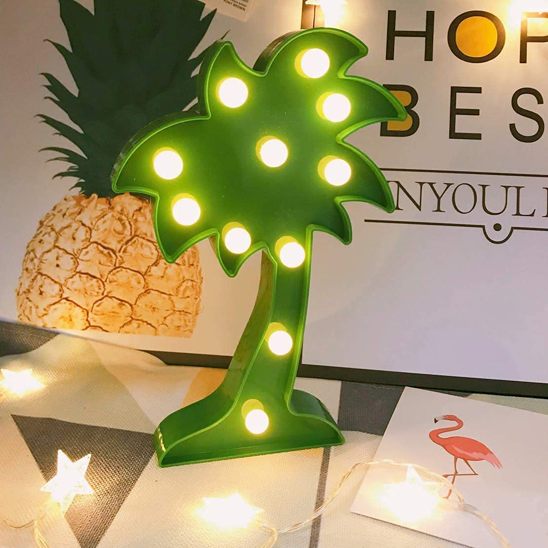 Cloud Marquee Sign Lamp - Battery Operated Moon Night Light with Palm Tree Design | Perfect for Bedroom Decor, Nursery Lighting, and Romantic Atmosphere
