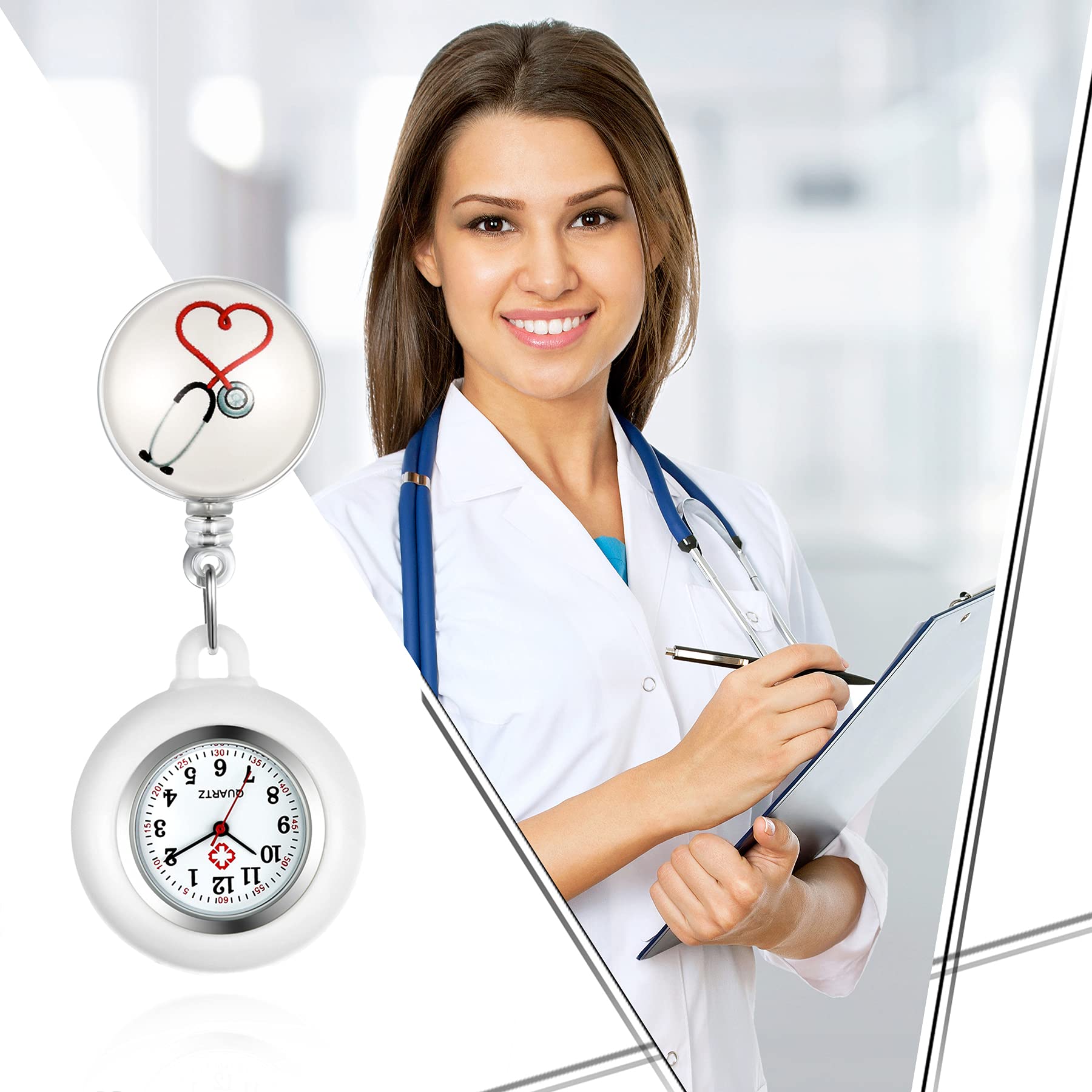 Avaner Retractable Nurse Watch with Clip - Waterproof Silicone Fob Watch for Medical Professionals - Perfect for Nurses, Doctors, and Healthcare Workers During Shifts and Patient Care