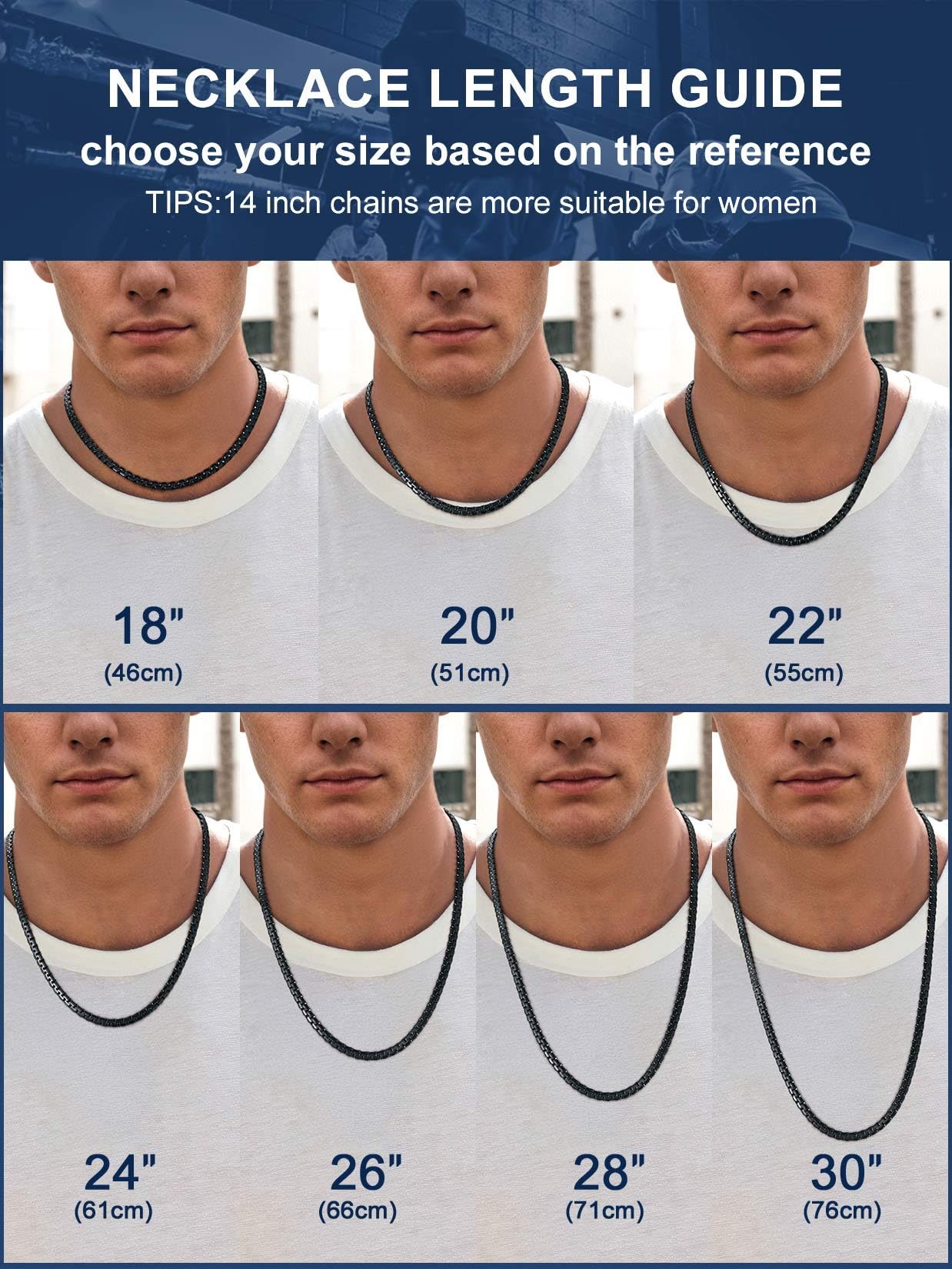 14 Inch 4mm Black Franco Box Chain Necklace for Men - Hip Hop Jewelry Gift - Perfect for Streetwear, Parties & Gifting