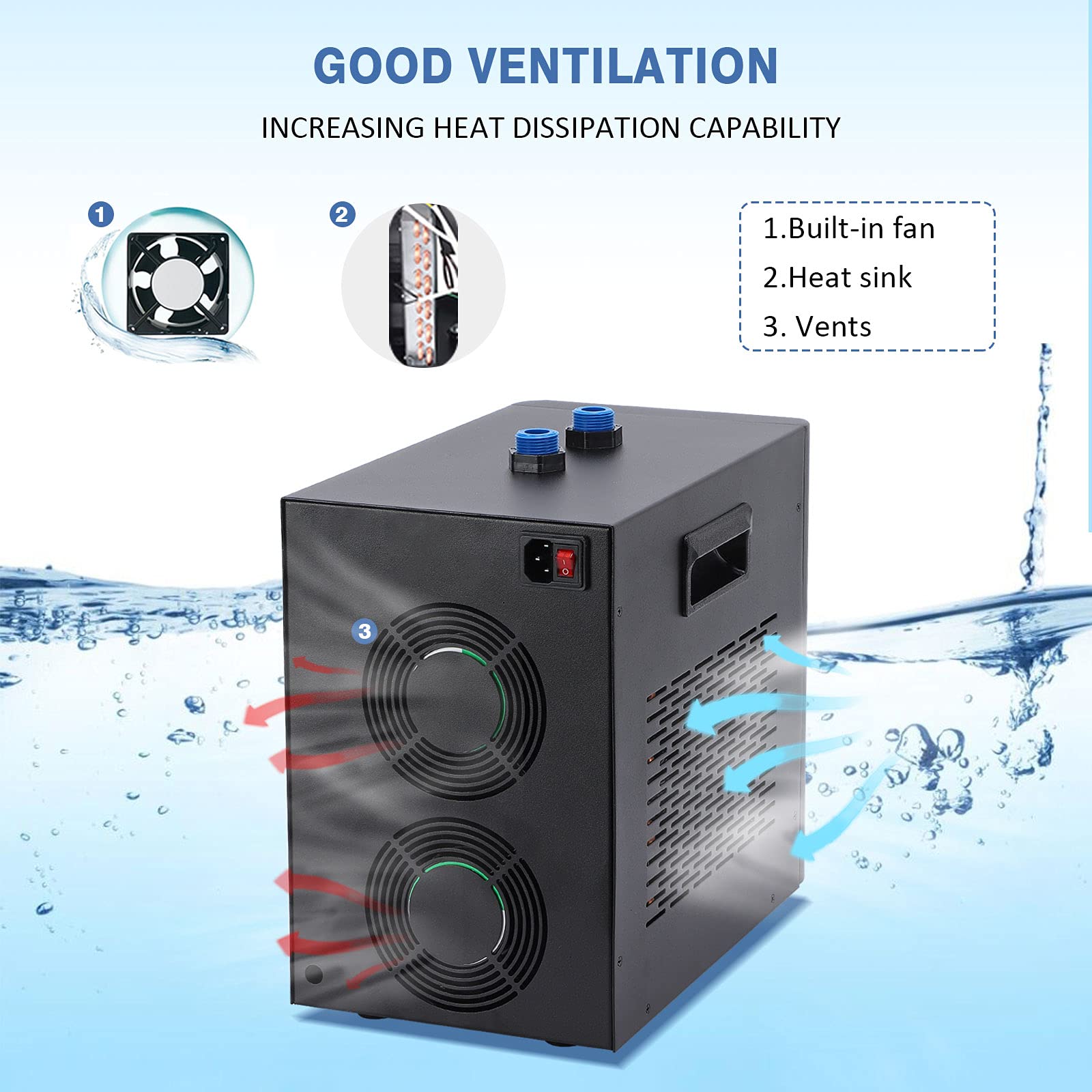 Poafamx 42 Gallon Aquarium Chiller with 550GPH Submersible Water Pump & 7.2FT High Lift - Save $8 | Perfect for Saltwater & Freshwater Fish Tanks, Hydroponics & Aquaponics Systems
