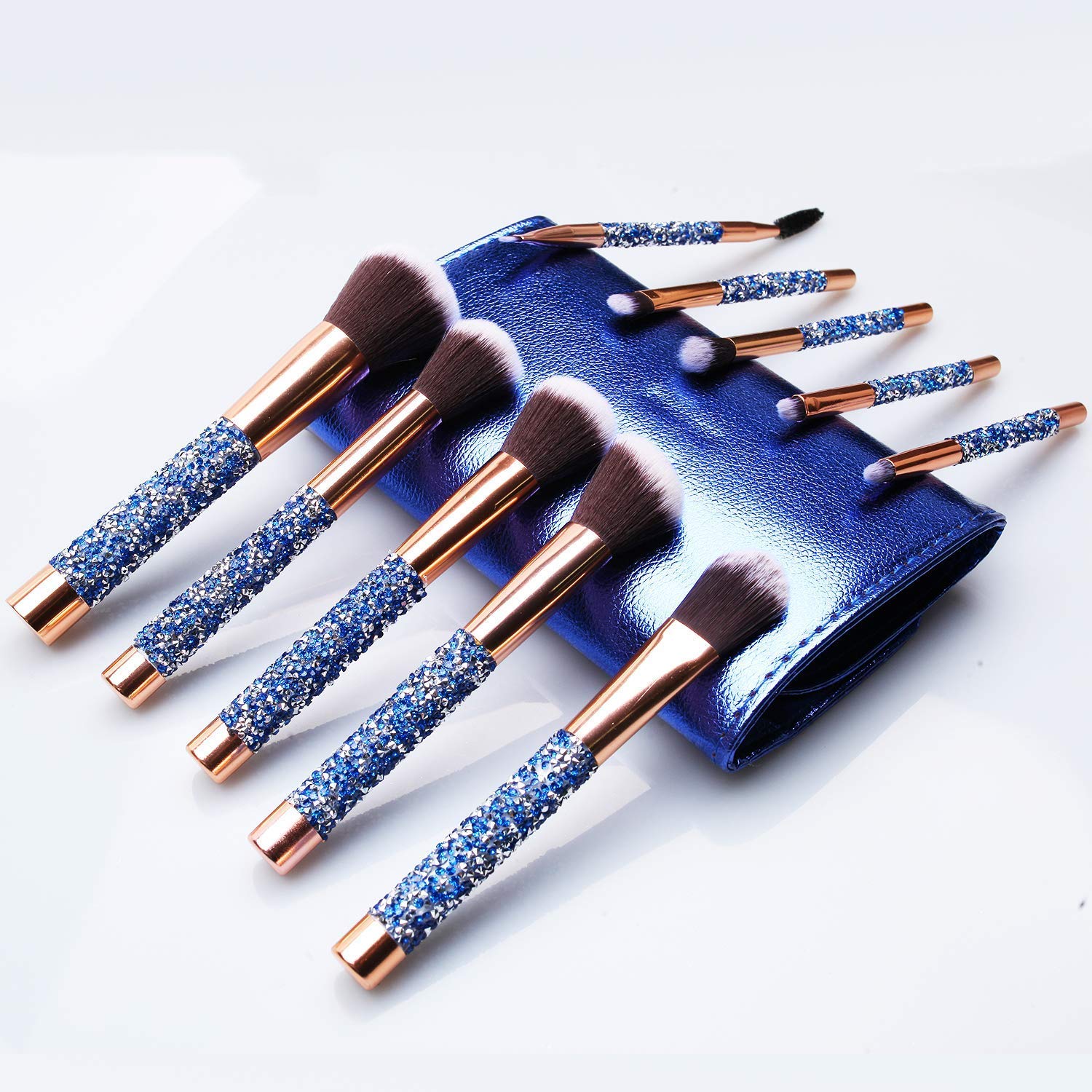 Premium Roslet Makeup Brush Set - 10-Piece Professional Cosmetic Brushes for Eyeshadow & Glitter Application with Travel Pouch | Perfect for Makeup Artists, Beginners & On-The-Go Touchups
