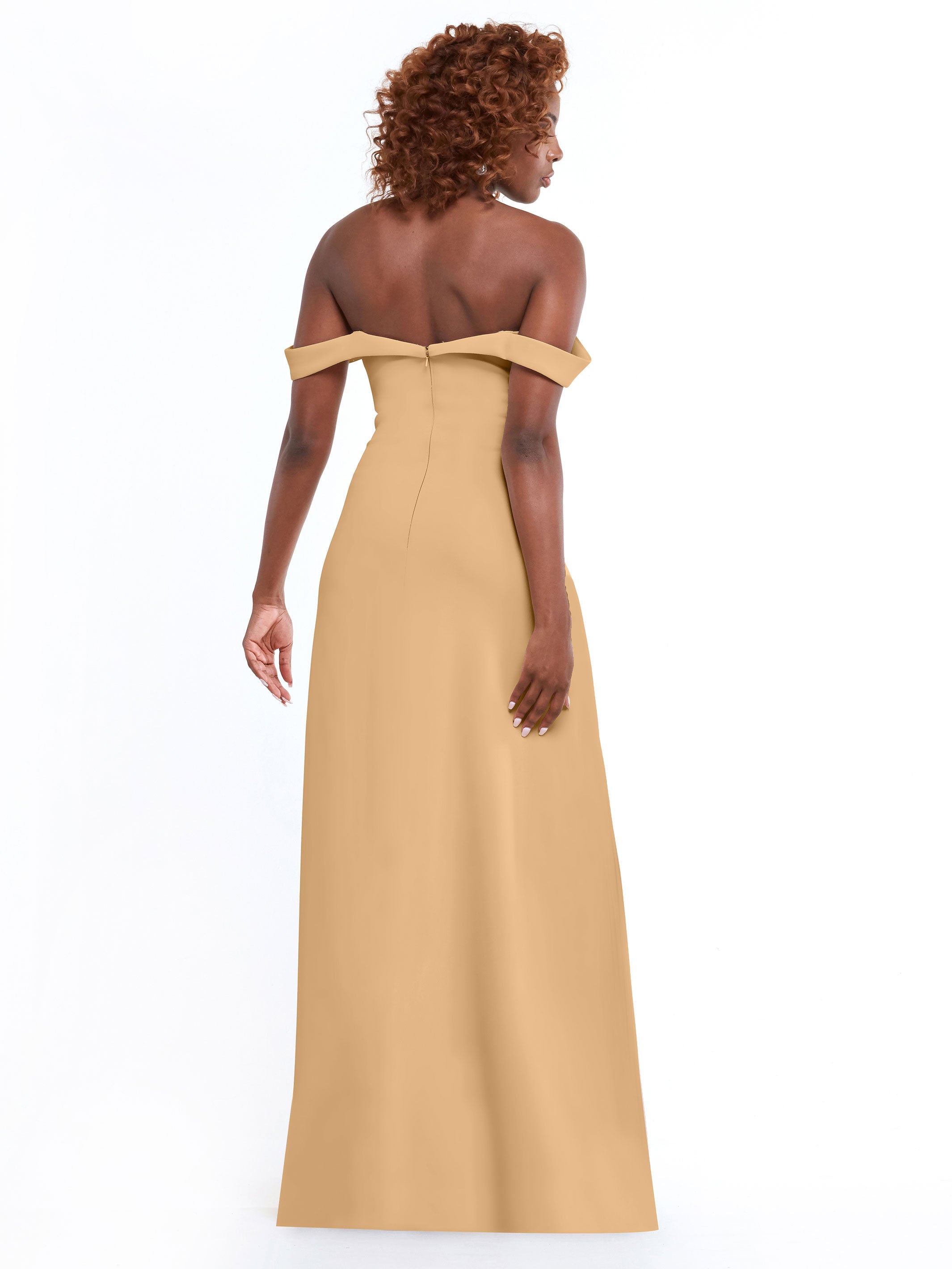 Elegant Off-The-Shoulder Double Knit A-Line Bridesmaid Dress 83050 - Perfect for Weddings, Formal Events & Special Occasions
