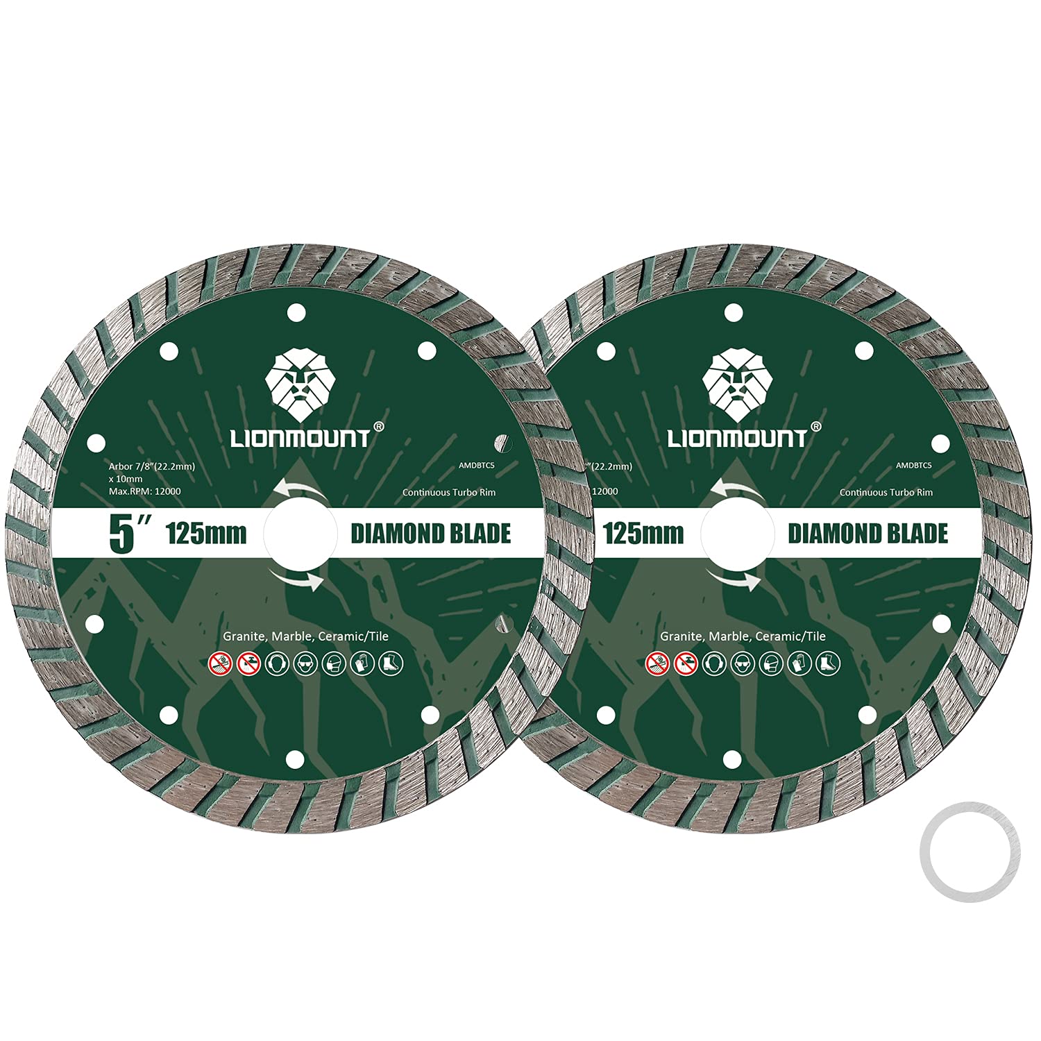2PCS Ultra Thin 5-Inch Diamond Grinder Blades - Premium Porcelain Tile & Granite Cutting Discs for Wet/Dry Angle Grinders - Perfect for Bathroom Renovation, Kitchen Backsplash & Floor Tile Installation