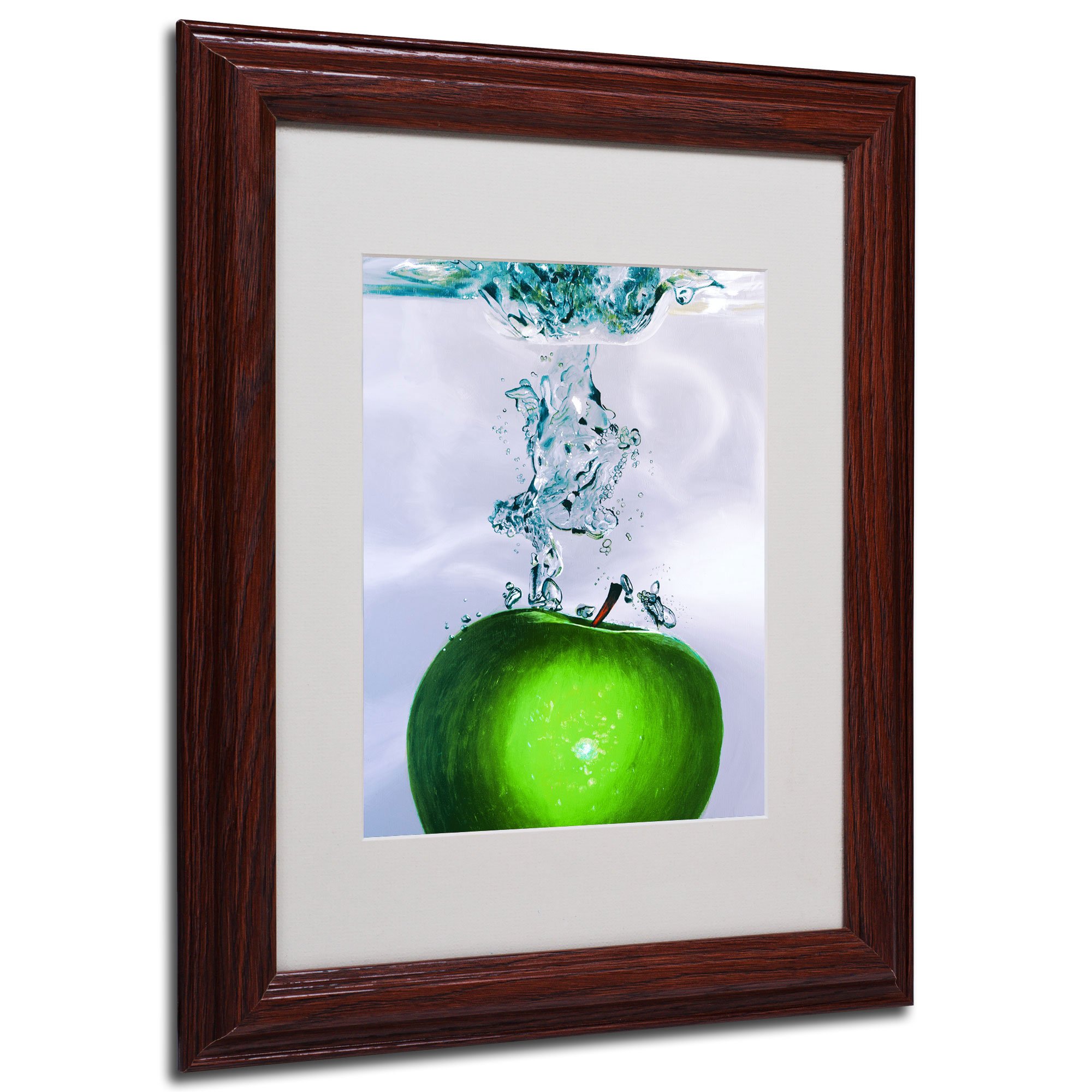 Trademark Fine Art Roderick Stevens Apple Splash II Framed Canvas Wall Art - 11x14 Inches - Modern Home Decor for Living Room, Bedroom & Office