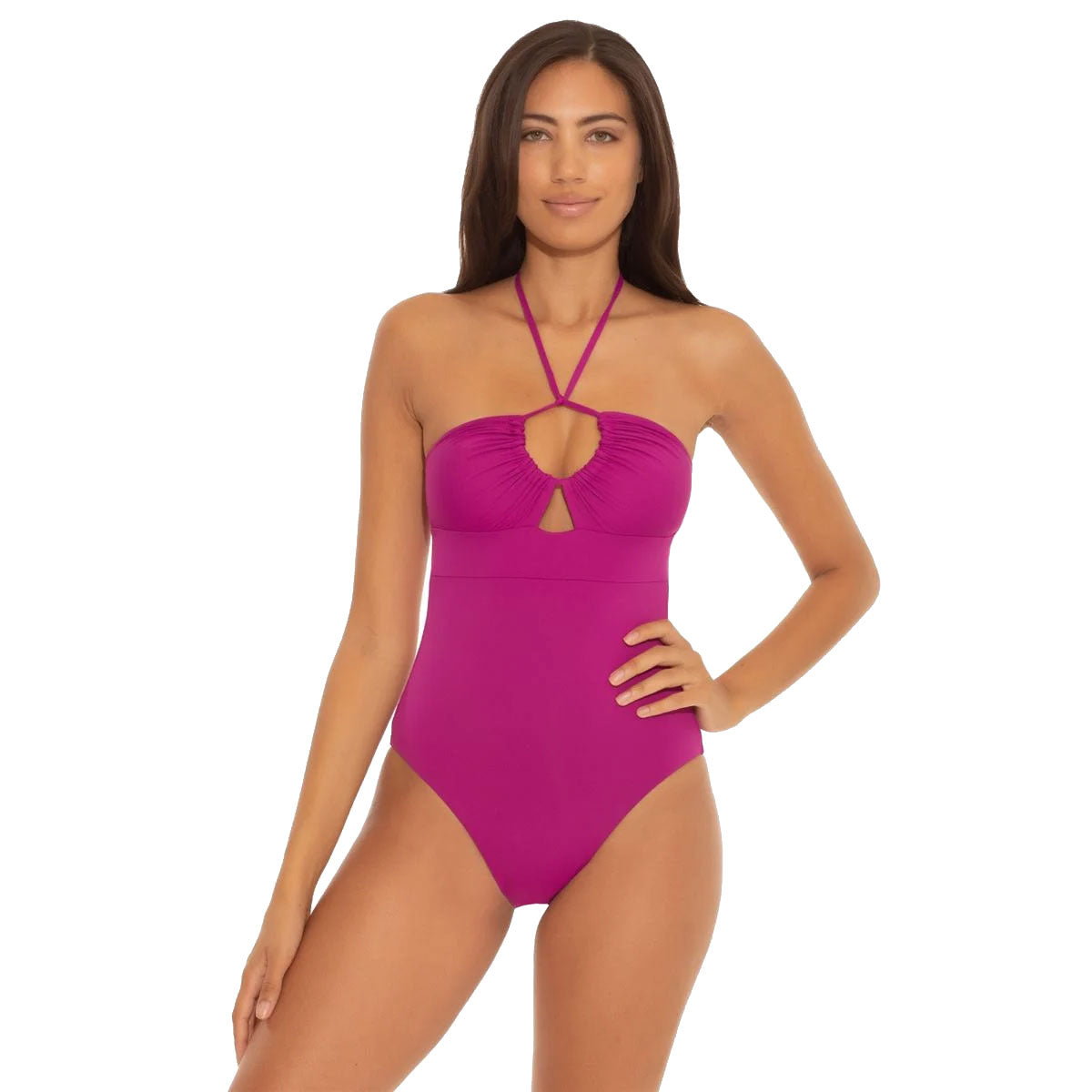 Becca Color Code Multi-Way Berry One Piece Women's Swimsuit - Adjustable Straps & Flattering Fit for Beach, Pool & Vacation