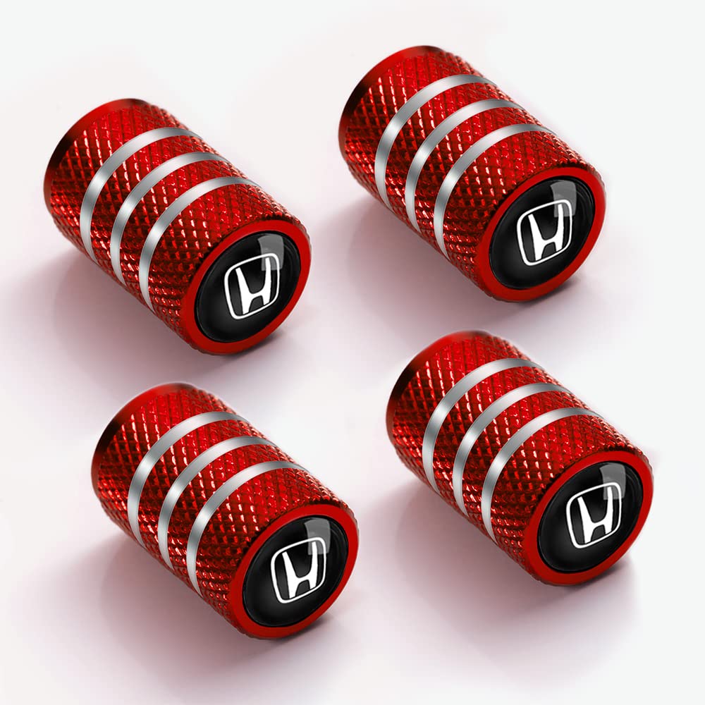 4Pcs Metal Car Wheel Tire Valve Stem Caps with Logo - Universal Fit for Honda Civic CR-V Accord Pilot LX EX EX-L Touring - Durable & Stylish Valve Cap Accessories for Car Customization & Protection