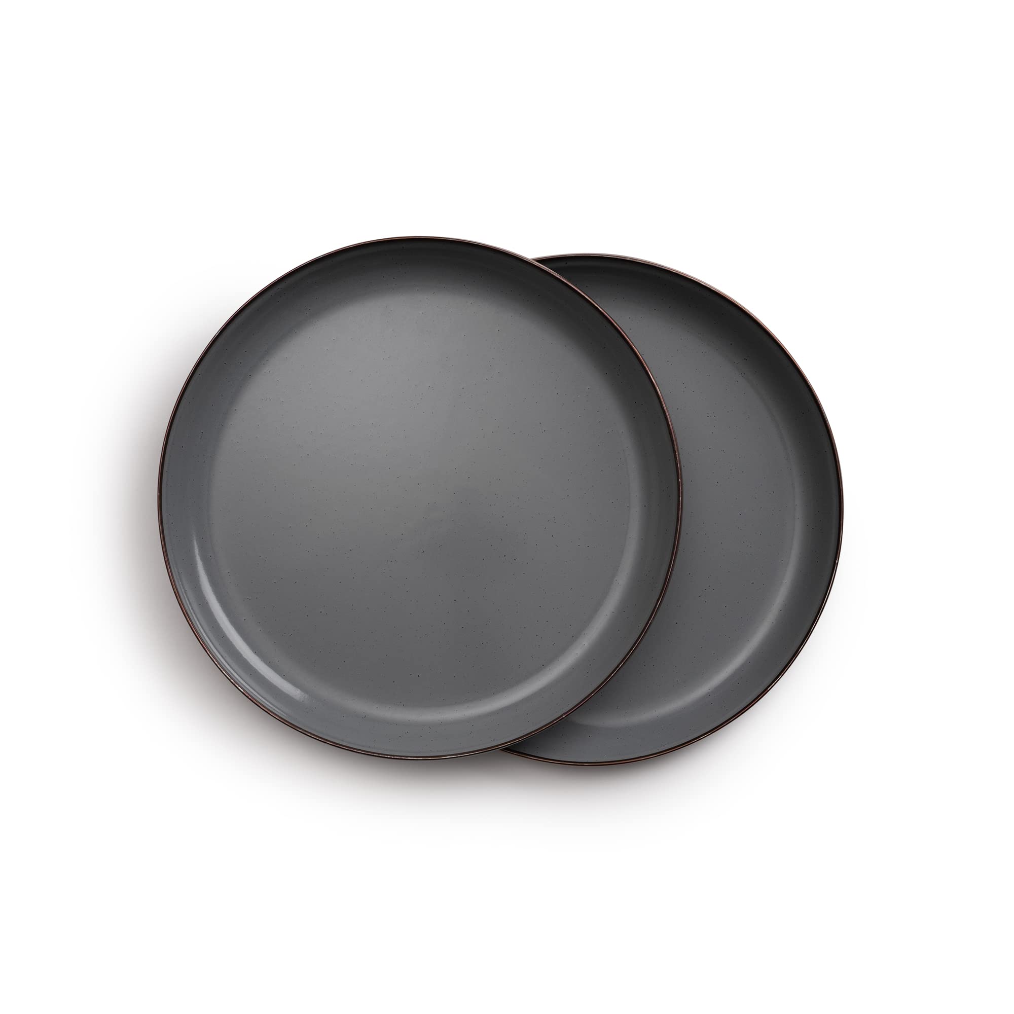 Barebones Enamel Deep Plate Set of 2 - Handcrafted Stainless Steel Trim Dinner Plates for Camping, Picnics & Outdoor Dining (Slate Gray) - Durable Kitchenware for RV, BBQ and Family Gatherings