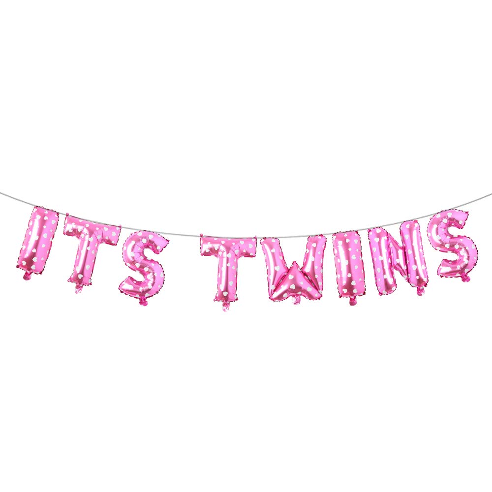 ITS A BOY & GIRL Twins Letter Foil Balloons - Gender Reveal Party Decorations, Baby Shower Supplies, Birthday Party Balloons for Twin Celebrations - Perfect for Gender Reveal Parties, Baby Showers & Birthday Decor (Pink Heart Design)