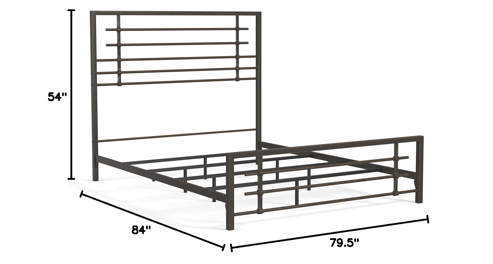 eLuxurySupply King Size Metal SNAP Bed Frame - Carbon Steel Construction with Rustic Pewter Finish - Easy Assembly Folding Bed Frame with Headboard & Footboard - Sturdy Steel Bed Base for Master Bedroom, Guest Room or Dorm