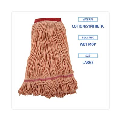 Boardwalk BWK503OR Super Loop Cotton/Synthetic Fiber Wet Mop Head - Large, Orange (12/Carton) - Heavy Duty Commercial Cleaning for Floors, Kitchens, and Restaurants