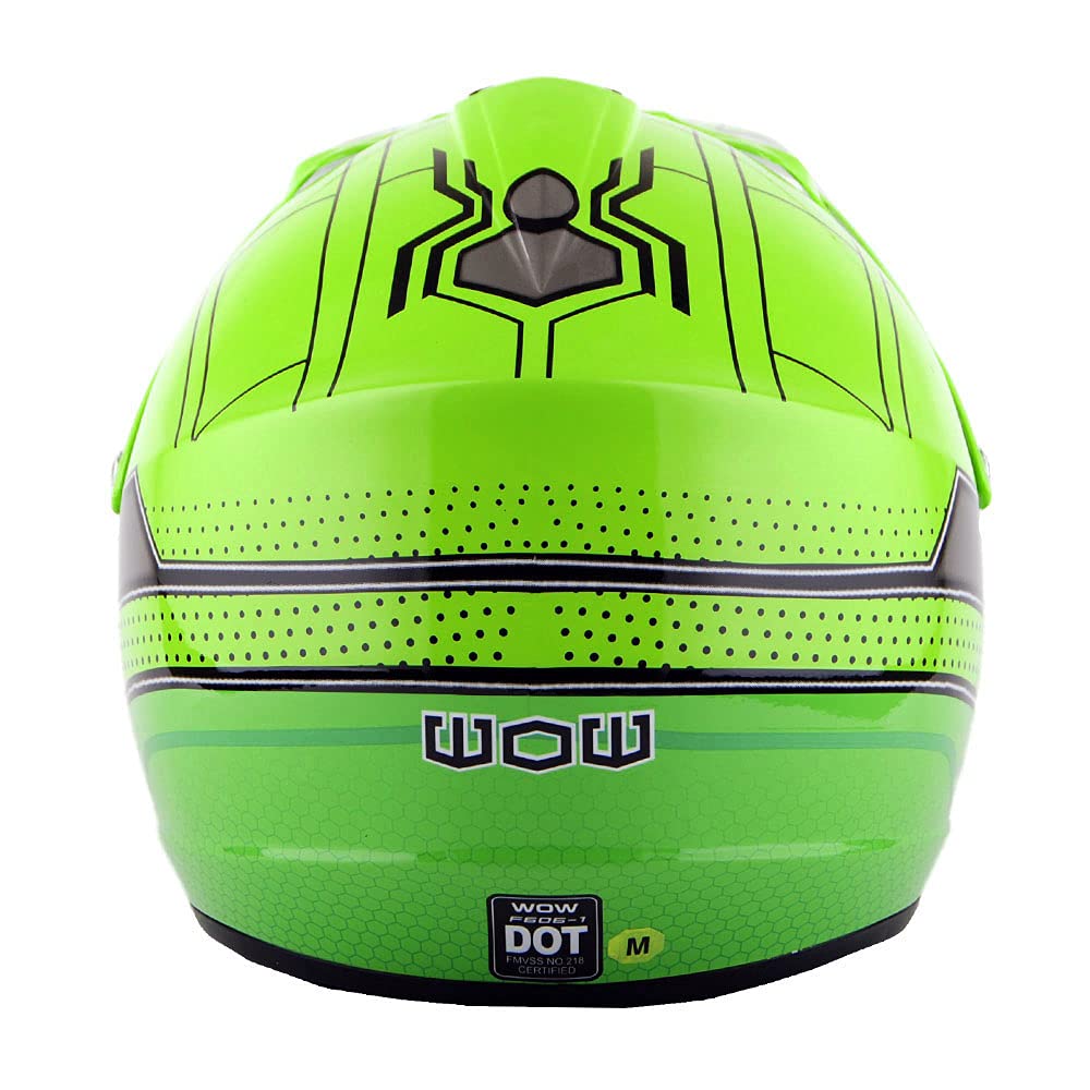 Youth Kids Motocross BMX MX ATV Dirt Bike Helmet - Spider Green - Size Large - Lightweight & Durable Protection for Off-Road Racing & Adventure Riding