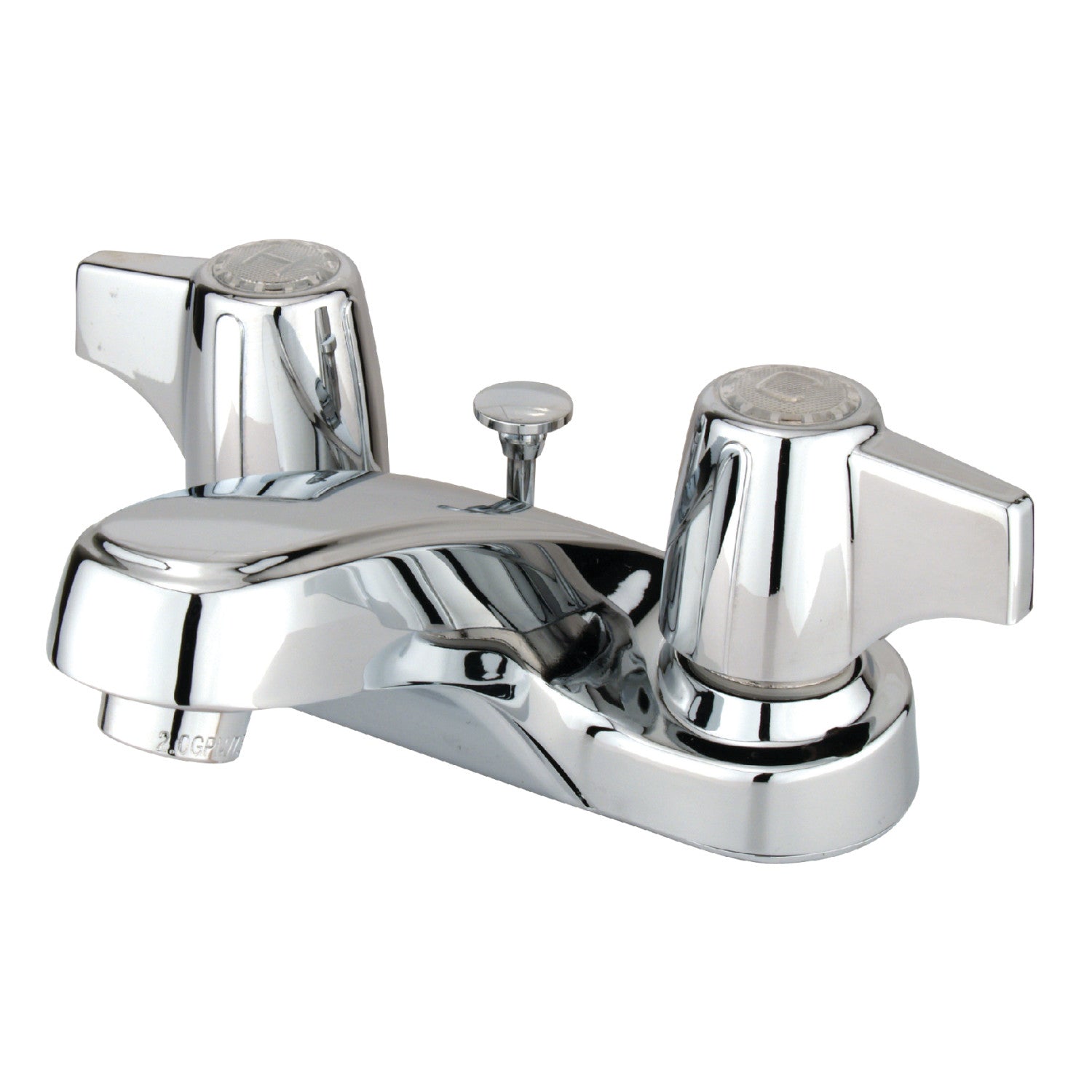 Americana KB160B 4 Inch Centerset Bathroom Faucet - Double Handle Deck Mount Sink Faucet with Brass Pop Up Drain, Polished Chrome Finish - Perfect for Bathroom Vanity and Powder Room Sink Upgrades